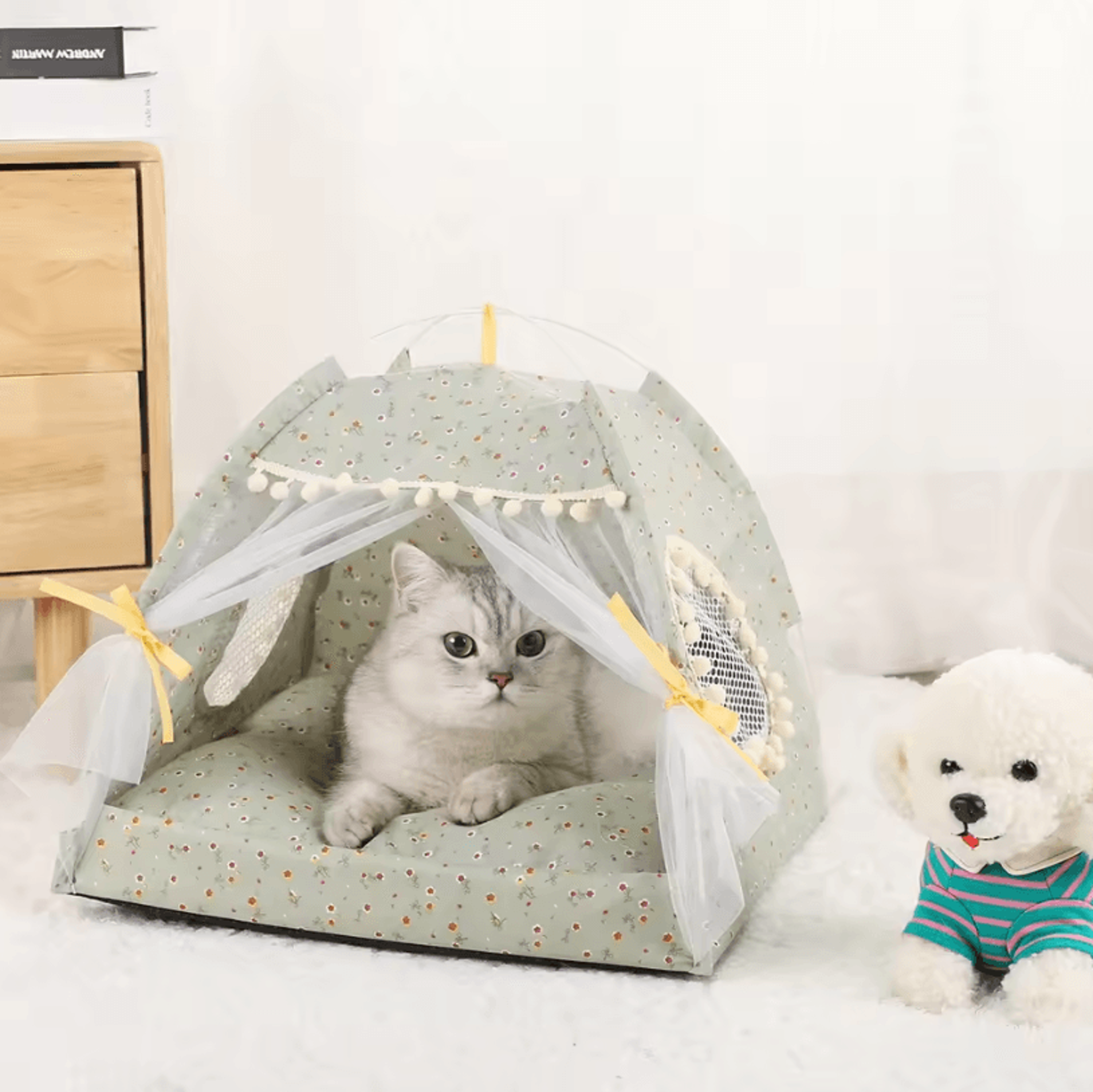 Pet Tent Bed  Cozy Cat House With Cushioned Furniture For Indoor Pets 6