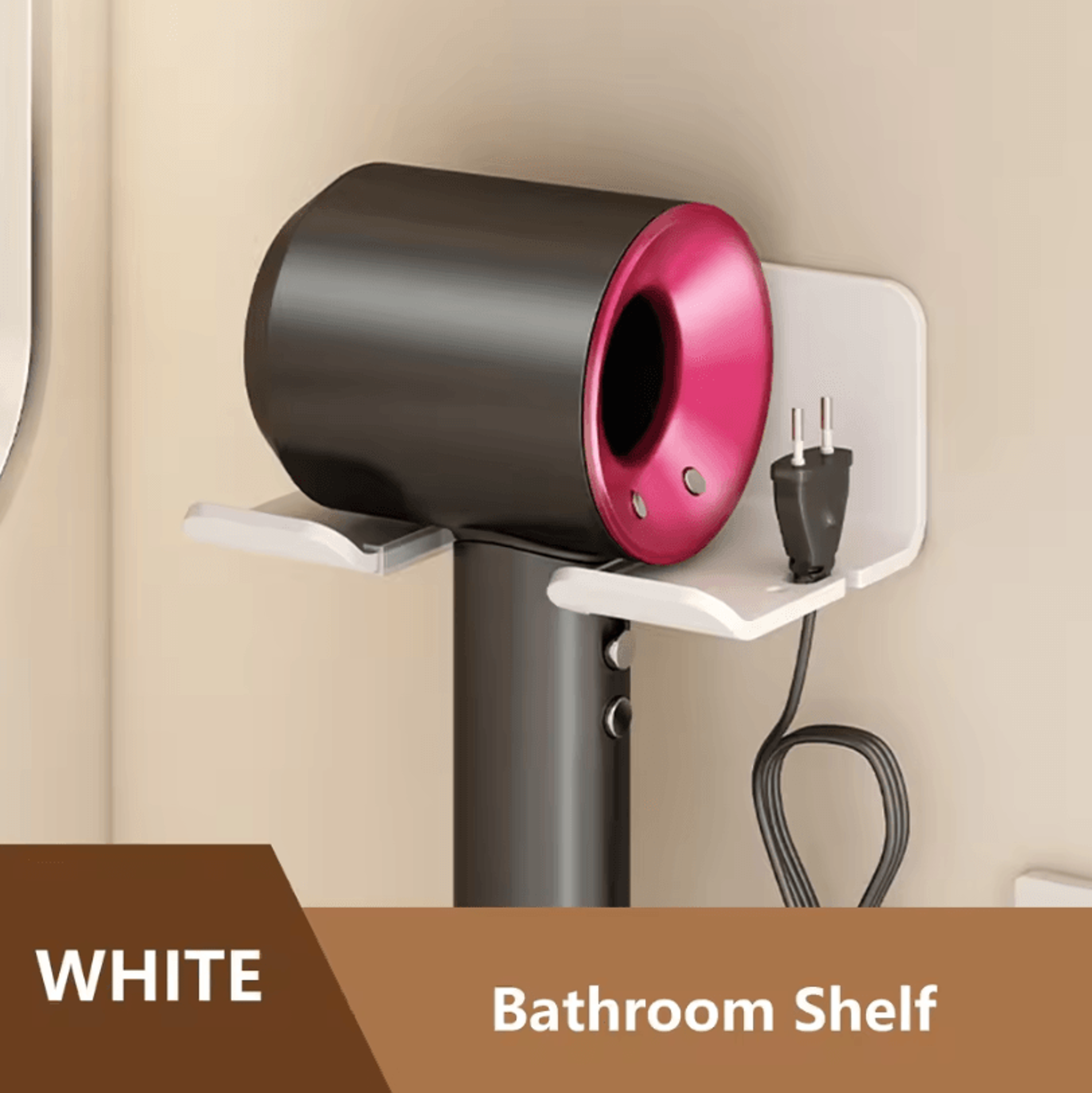 Hair Dryer Holder Wall Mount  Stylish Hair Tool Organizer Shelf For Bathroom And Vanity 8