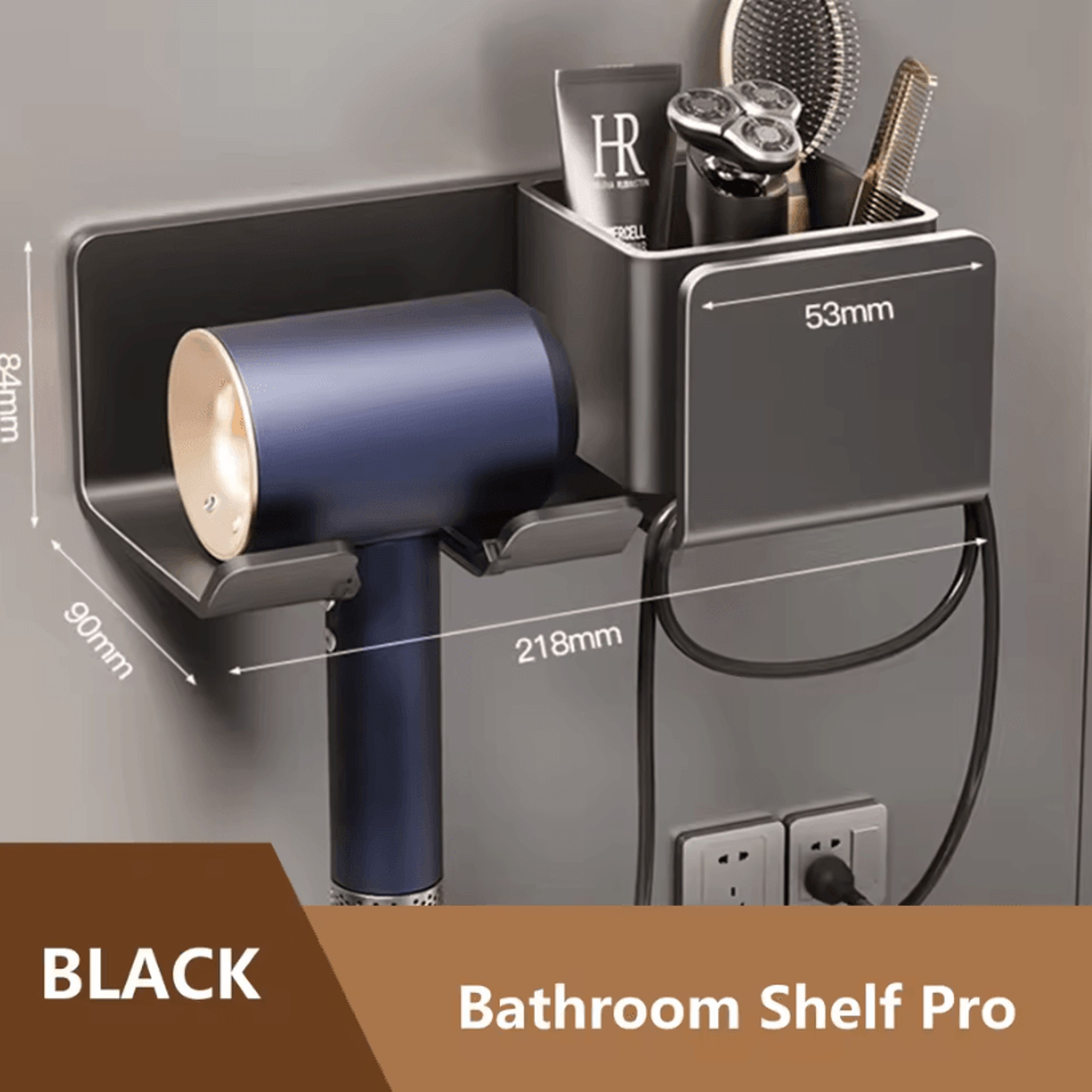 Hair Dryer Holder Wall Mount  Stylish Hair Tool Organizer Shelf For Bathroom And Vanity 10