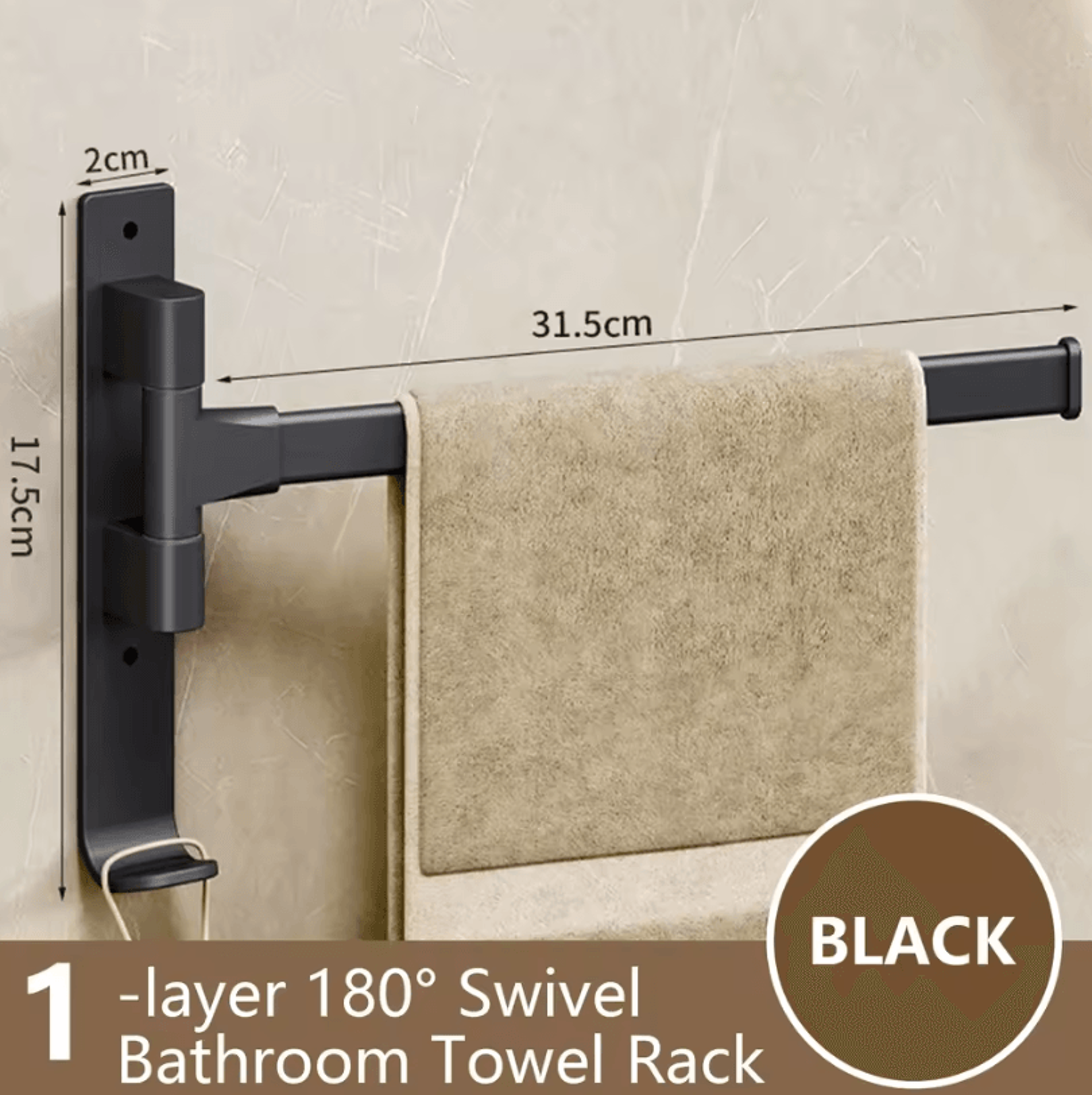 Rotatable Towel Rack  Wall Mounted Space Aluminum Towel Holder 1 To 5 Bar Options 10