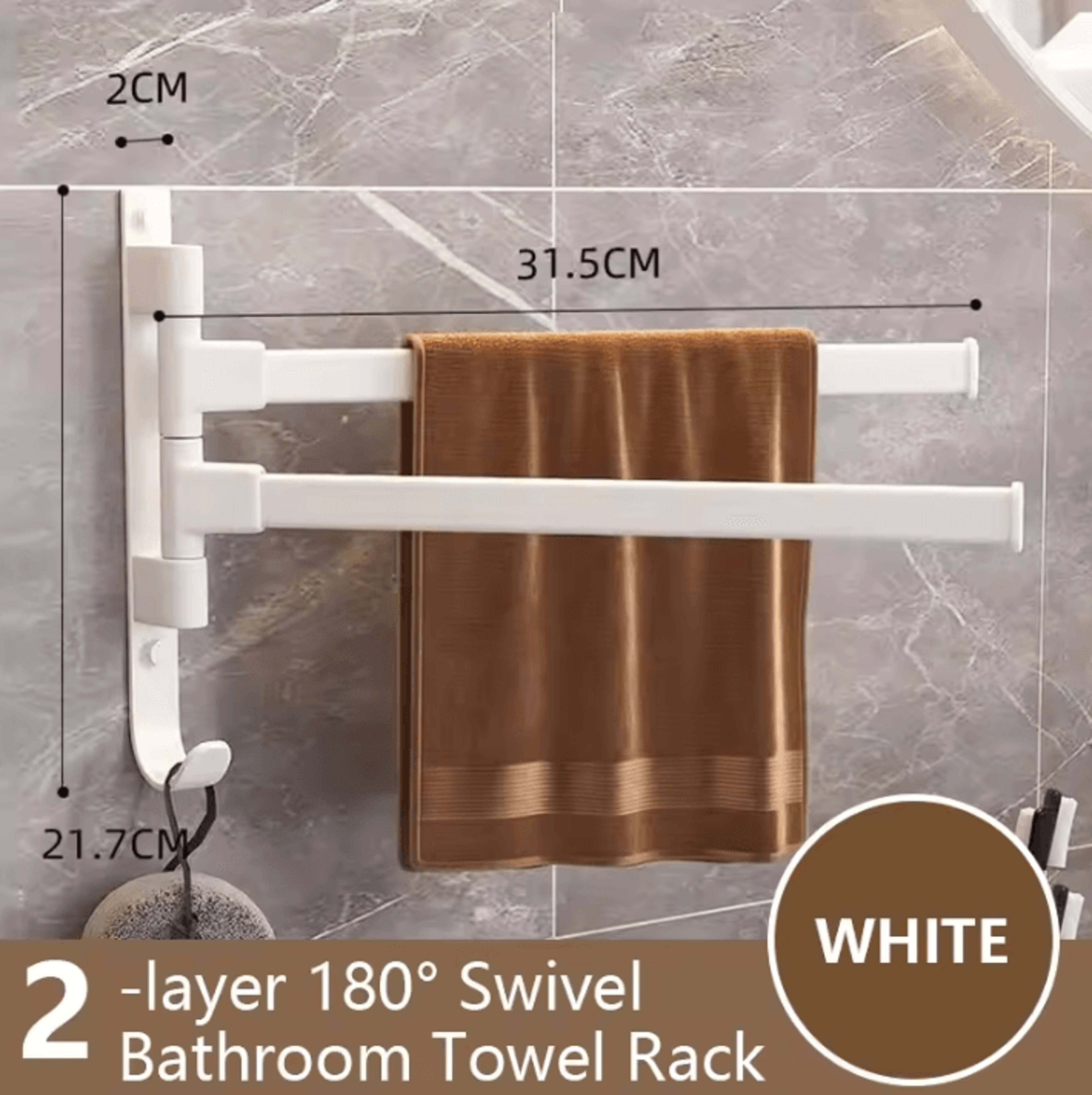 Rotatable Towel Rack  Wall Mounted Space Aluminum Towel Holder 1 To 5 Bar Options 16
