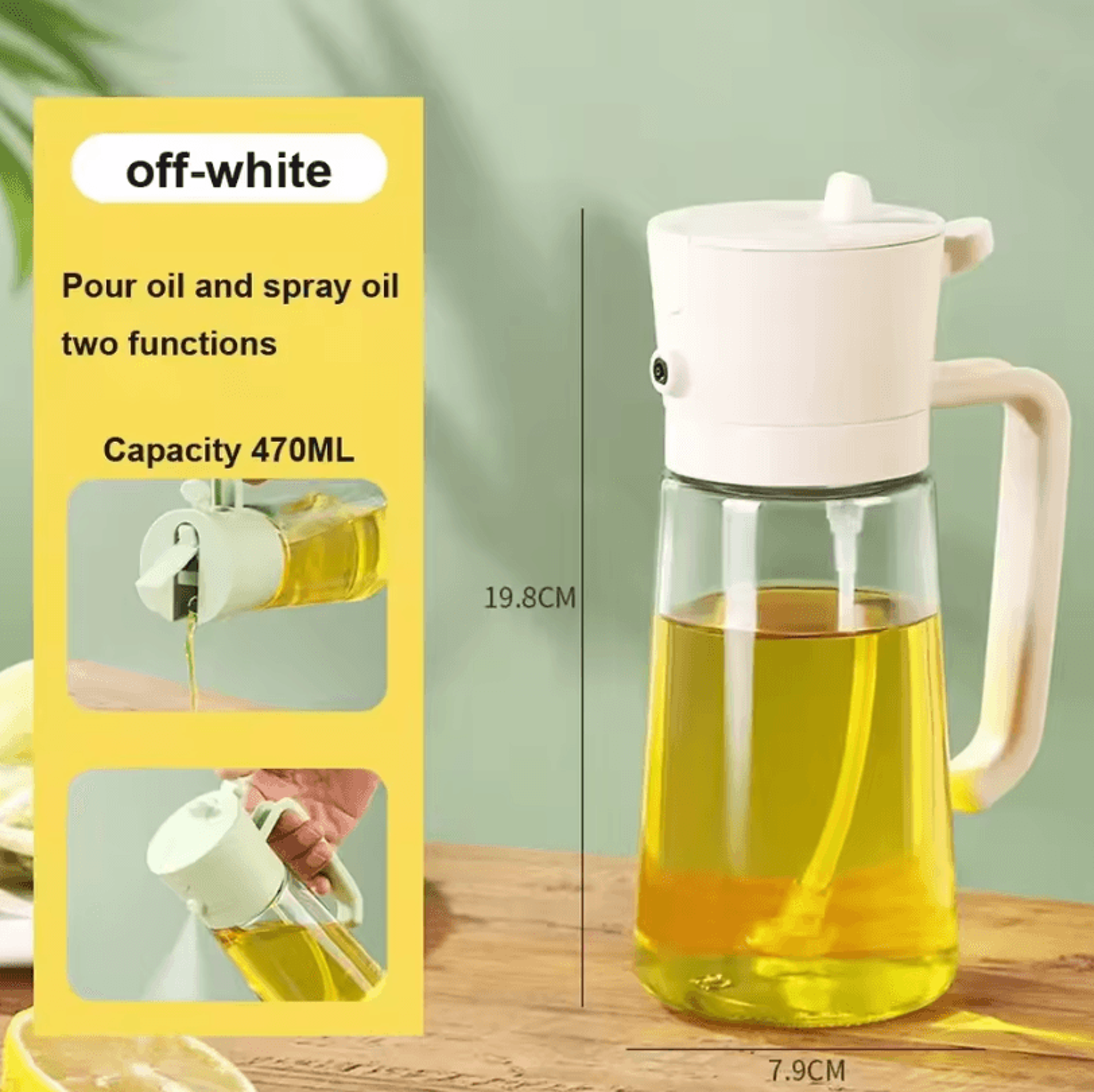 2in1 Olive Oil Dispenser Bottle  500ml Oil Sprayer For Cooking BBQ And Kitchen Use 18