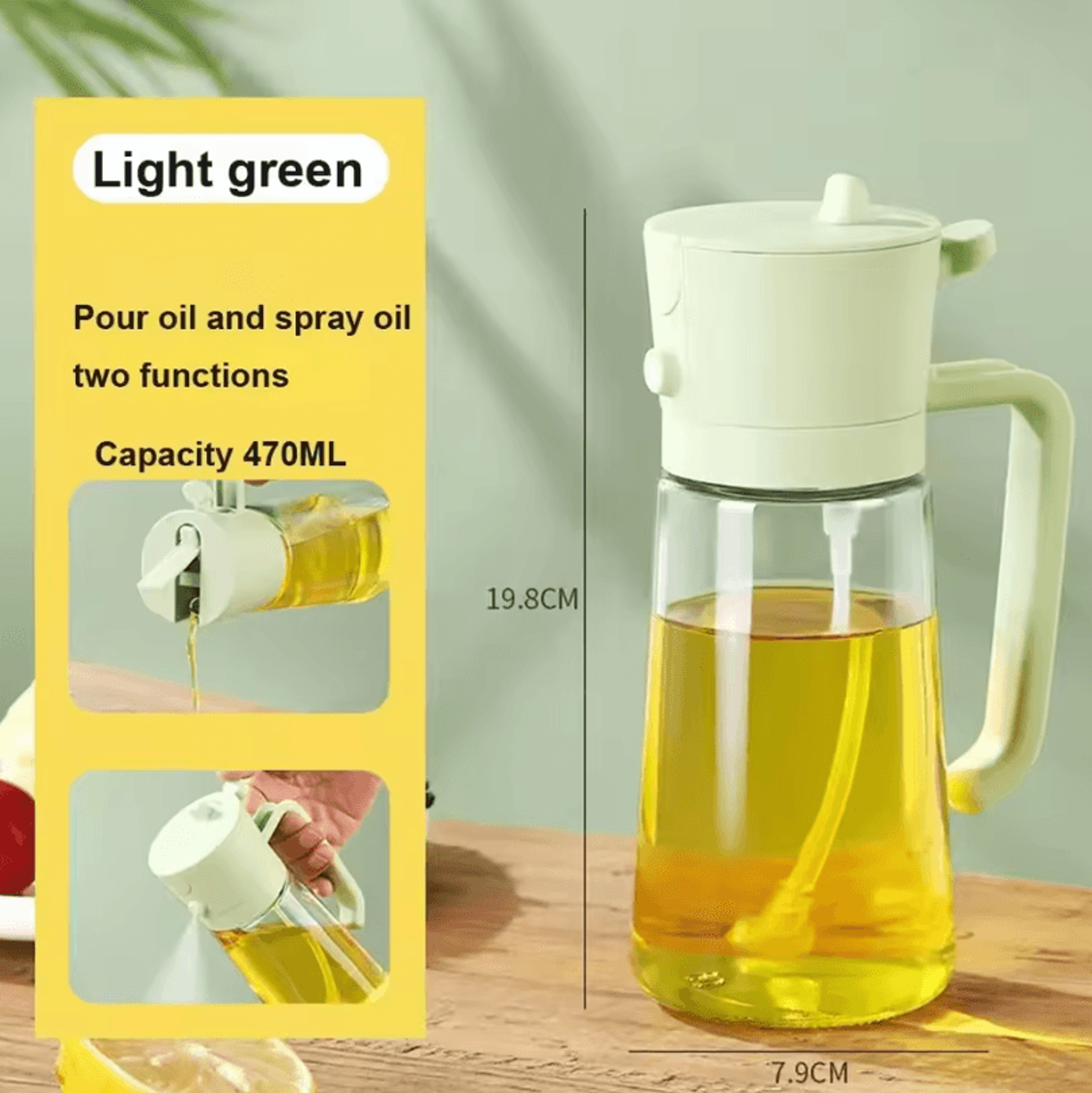 2in1 Olive Oil Dispenser Bottle  500ml Oil Sprayer For Cooking BBQ And Kitchen Use 19