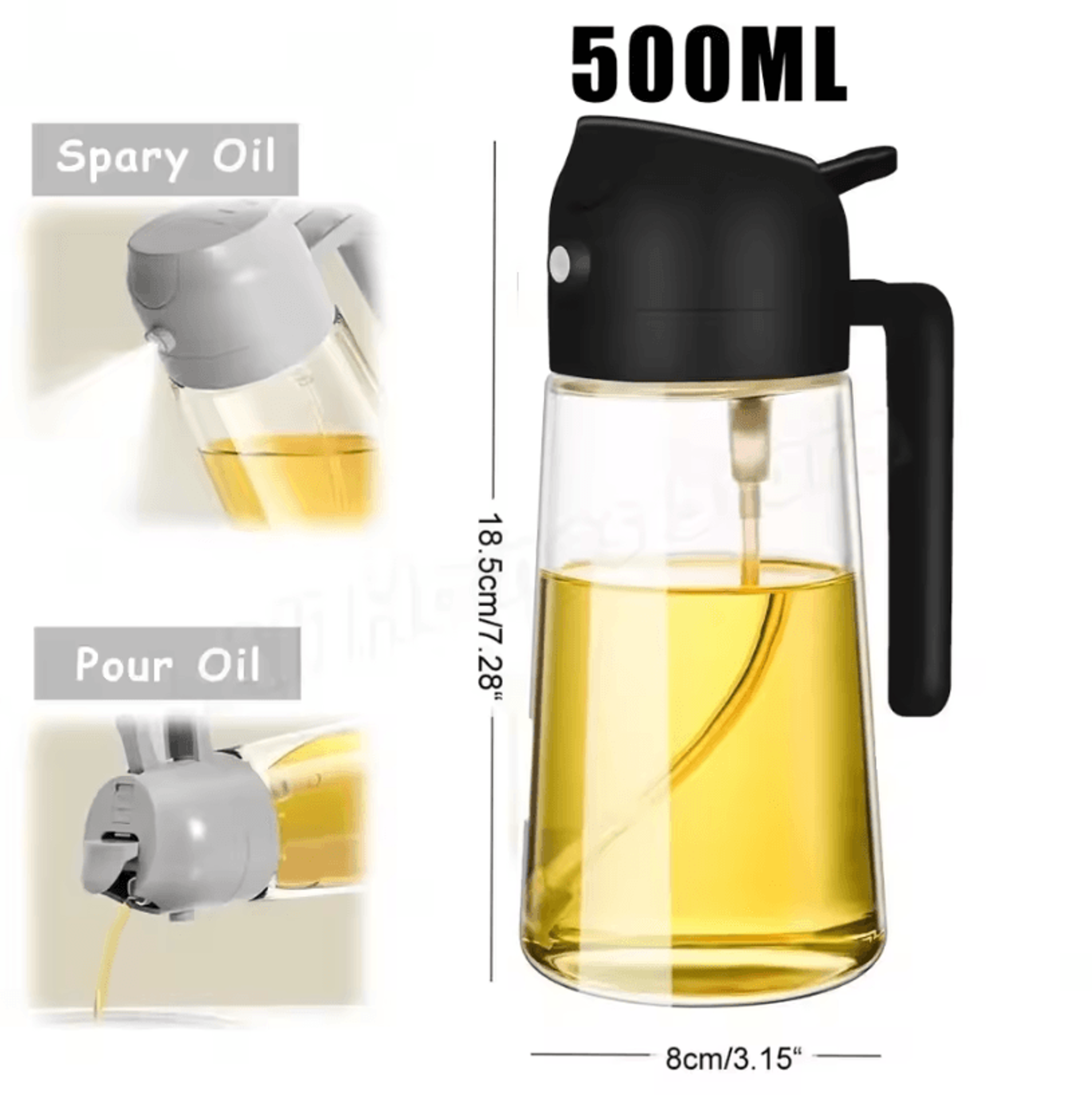 2in1 Olive Oil Dispenser Bottle  500ml Oil Sprayer For Cooking BBQ And Kitchen Use 8