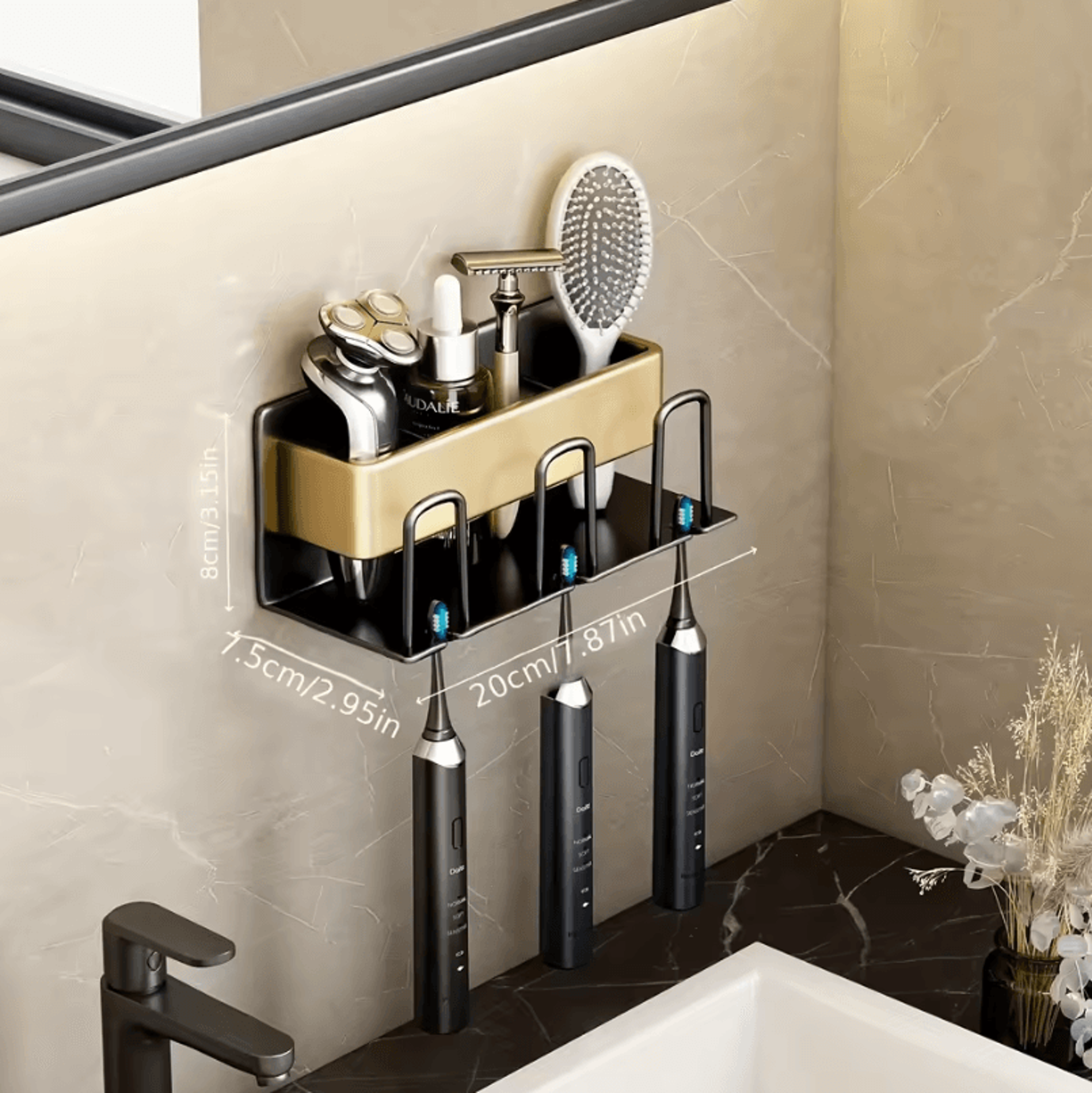 Aluminum Wall Mounted Toothbrush Holder  234 Cup Organizer For Bathroom 8