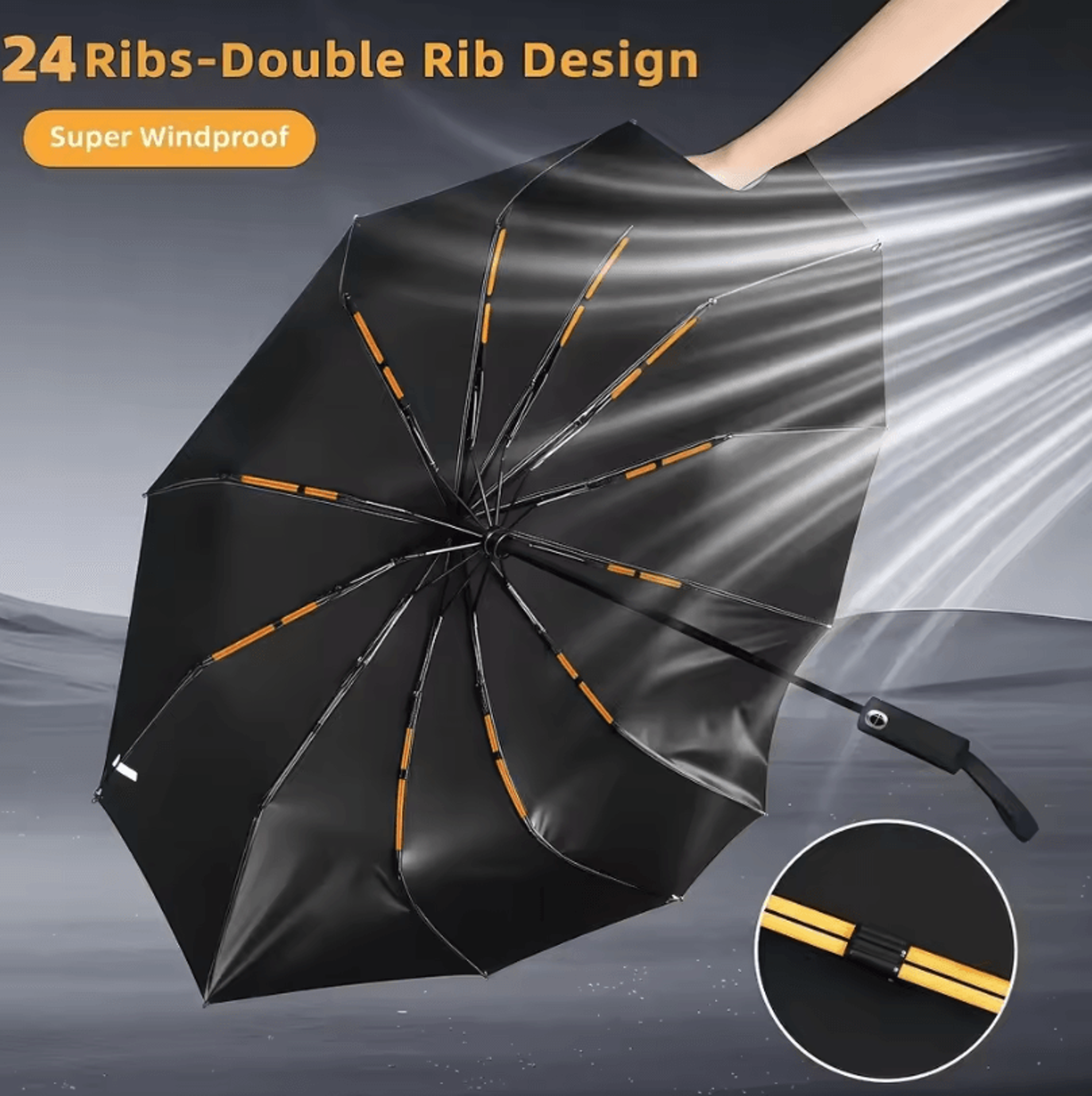 24Bone Automatic Folding Umbrella  Windproof Sunshade For Men  Women 5