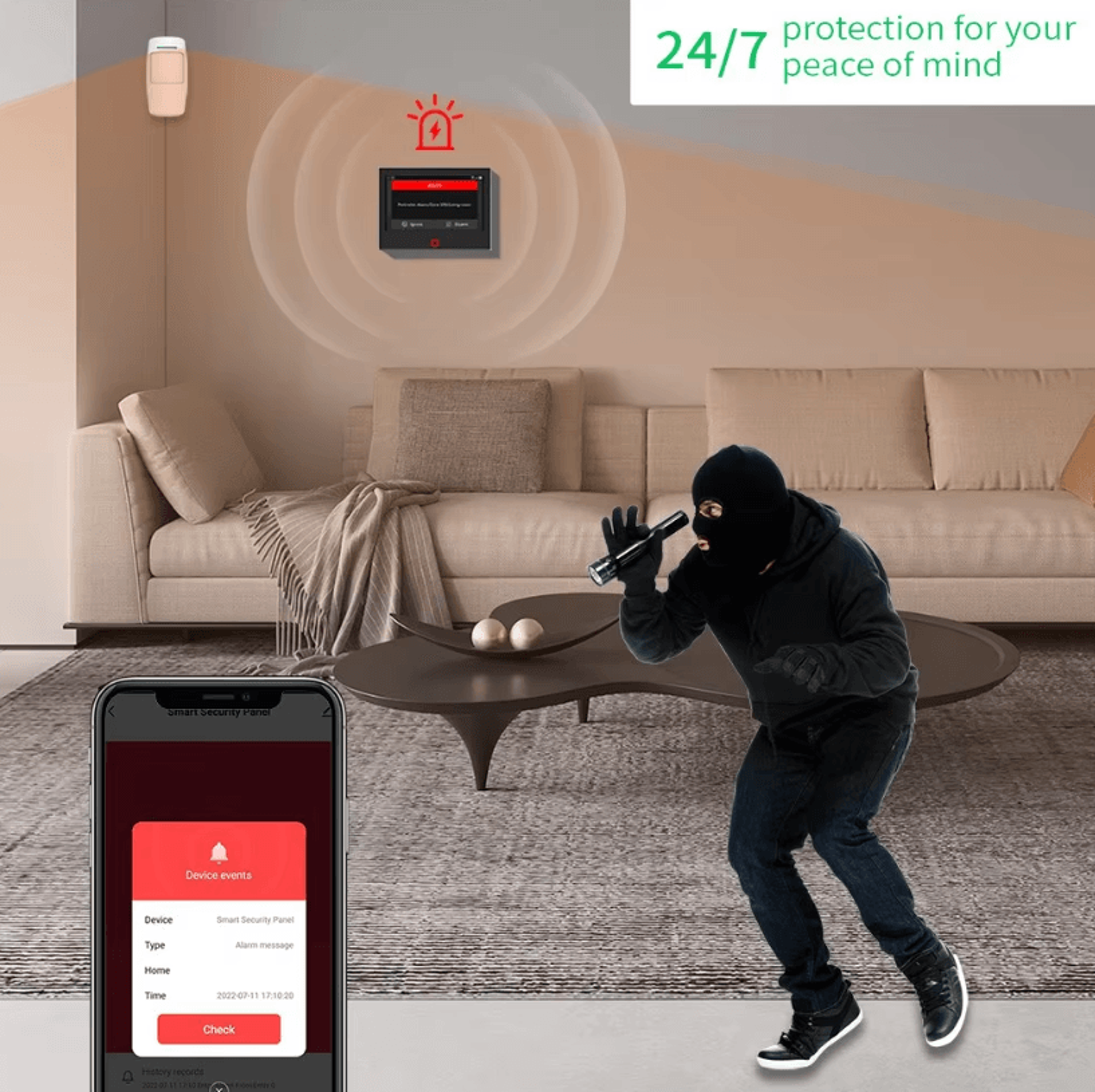 Smart Home Alarm System  7 Inches Wireless WiFi And 4G Security Protection Kit 3