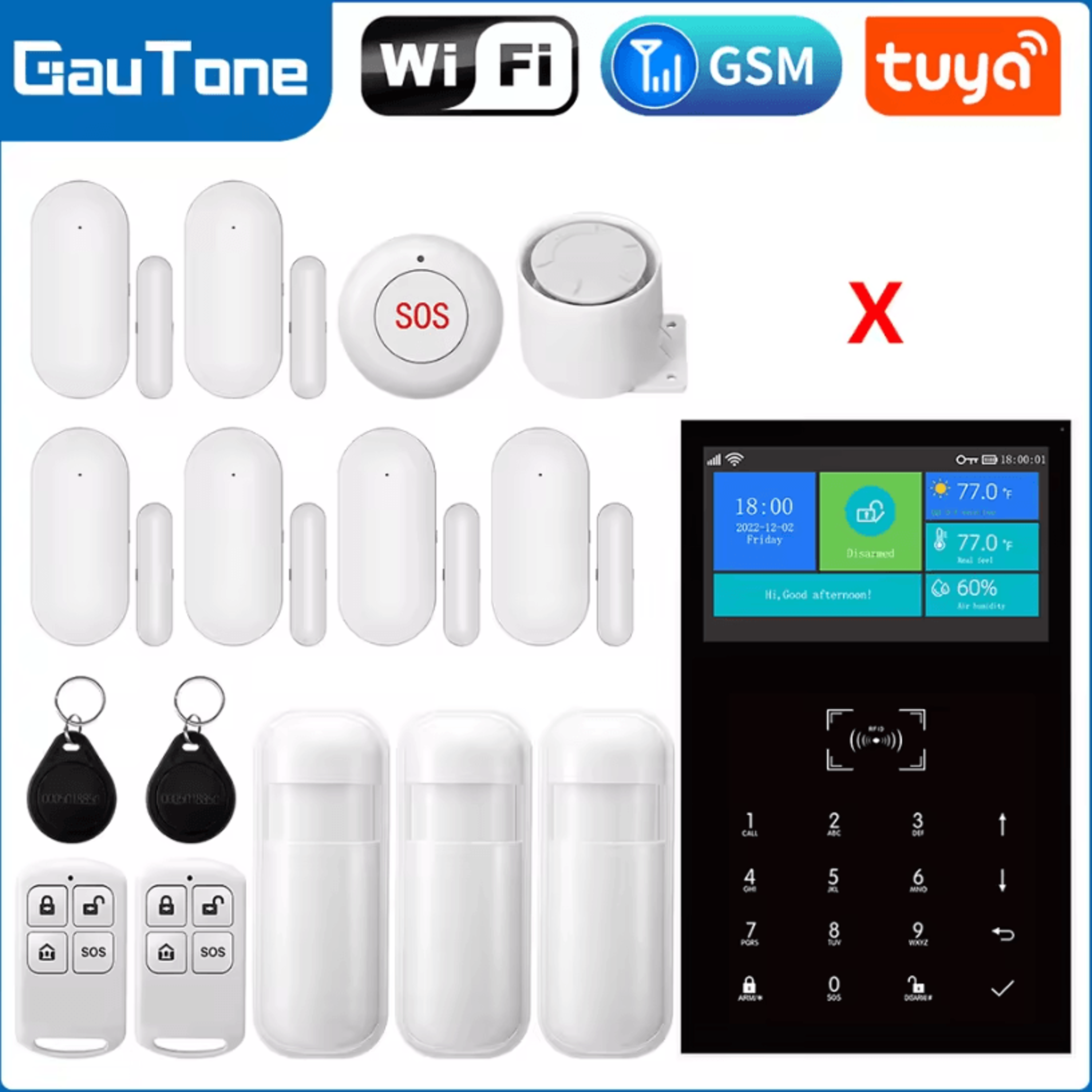 WiFi GSM Alarm System  43Inches Smart Home Security Panel With Temperature Display 10