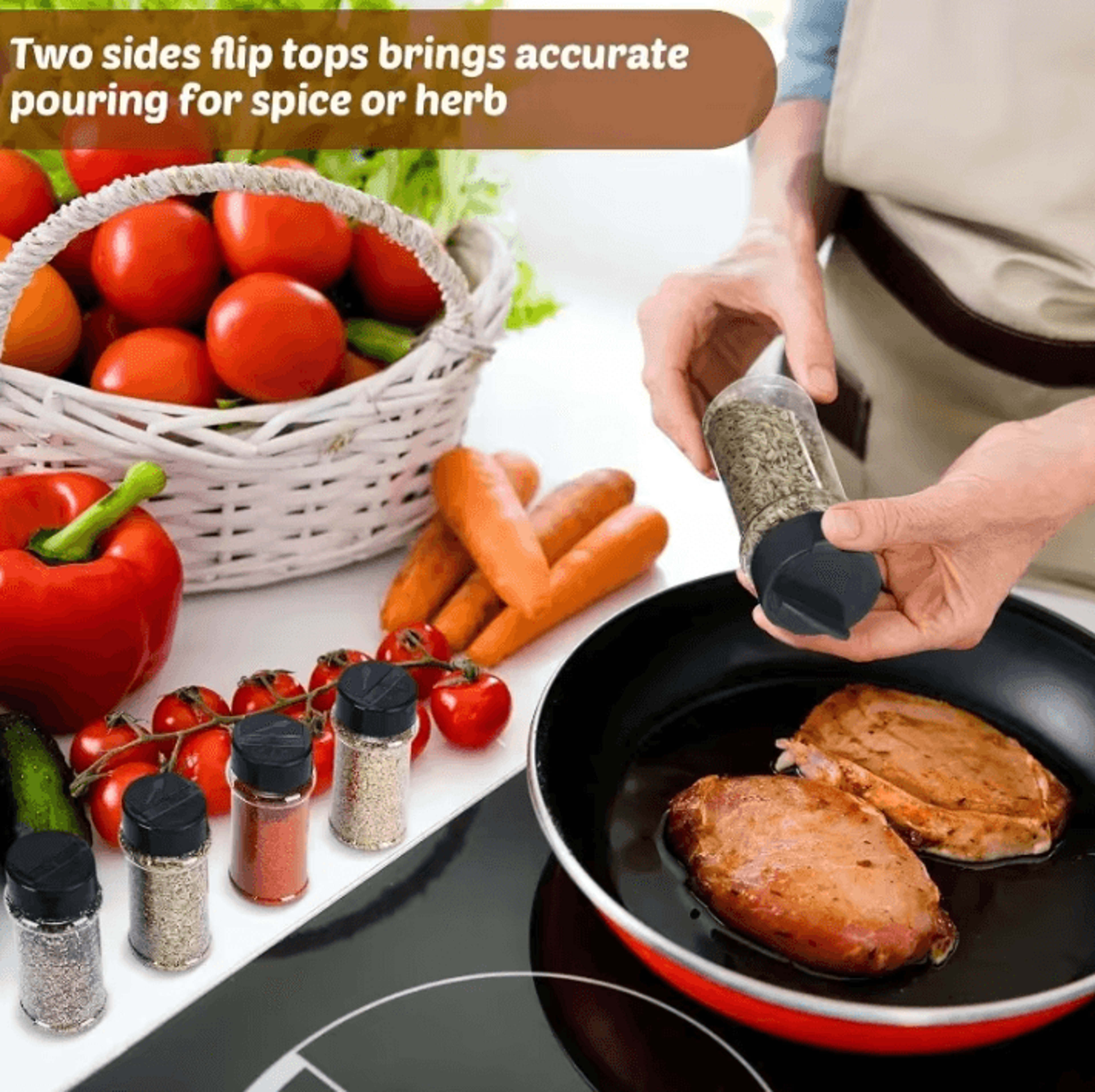 Clear Spice Bottles Set  Plastic Seasoning Jars For Salt Pepper And BBQ Spices 2