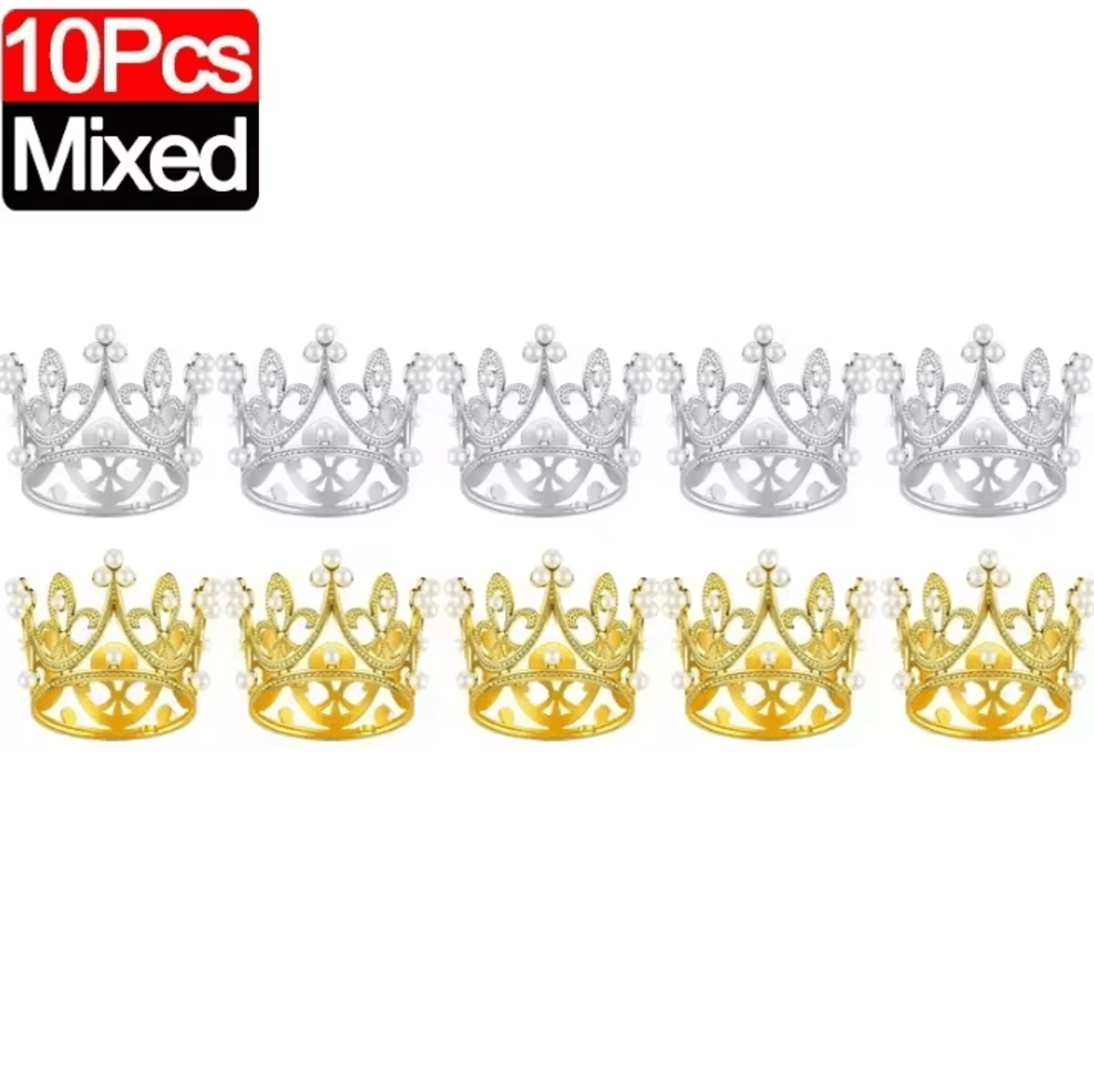 Mini Crown Cake Decoration  Pearl Tiara Topper In Gold And Silver For Birthdays And Weddings 9