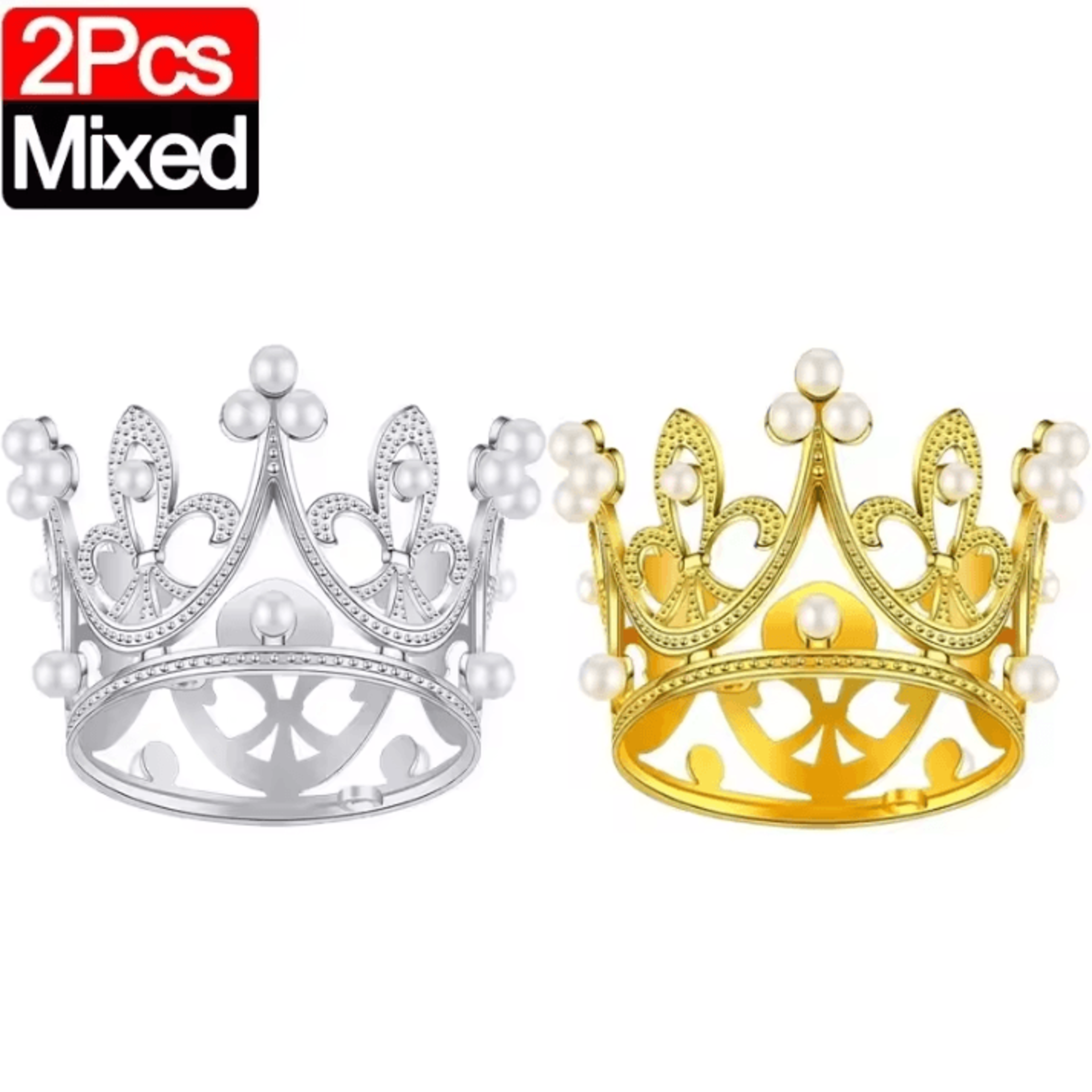 Mini Crown Cake Decoration  Pearl Tiara Topper In Gold And Silver For Birthdays And Weddings 4