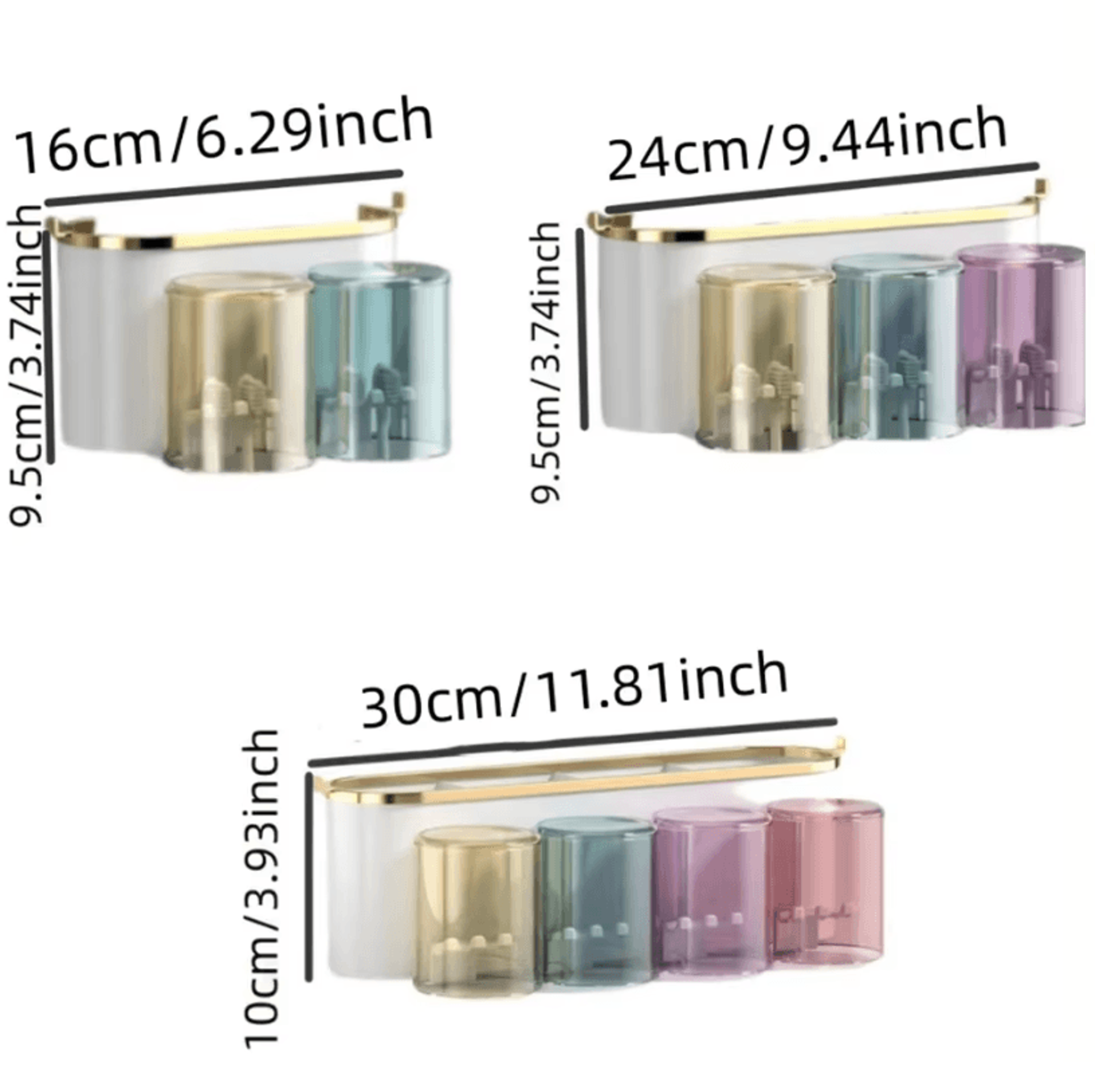 Toothbrush Holder With Squeezer  PerforationFree Bathroom Shelf And Mouthwash Cup Organizer 3