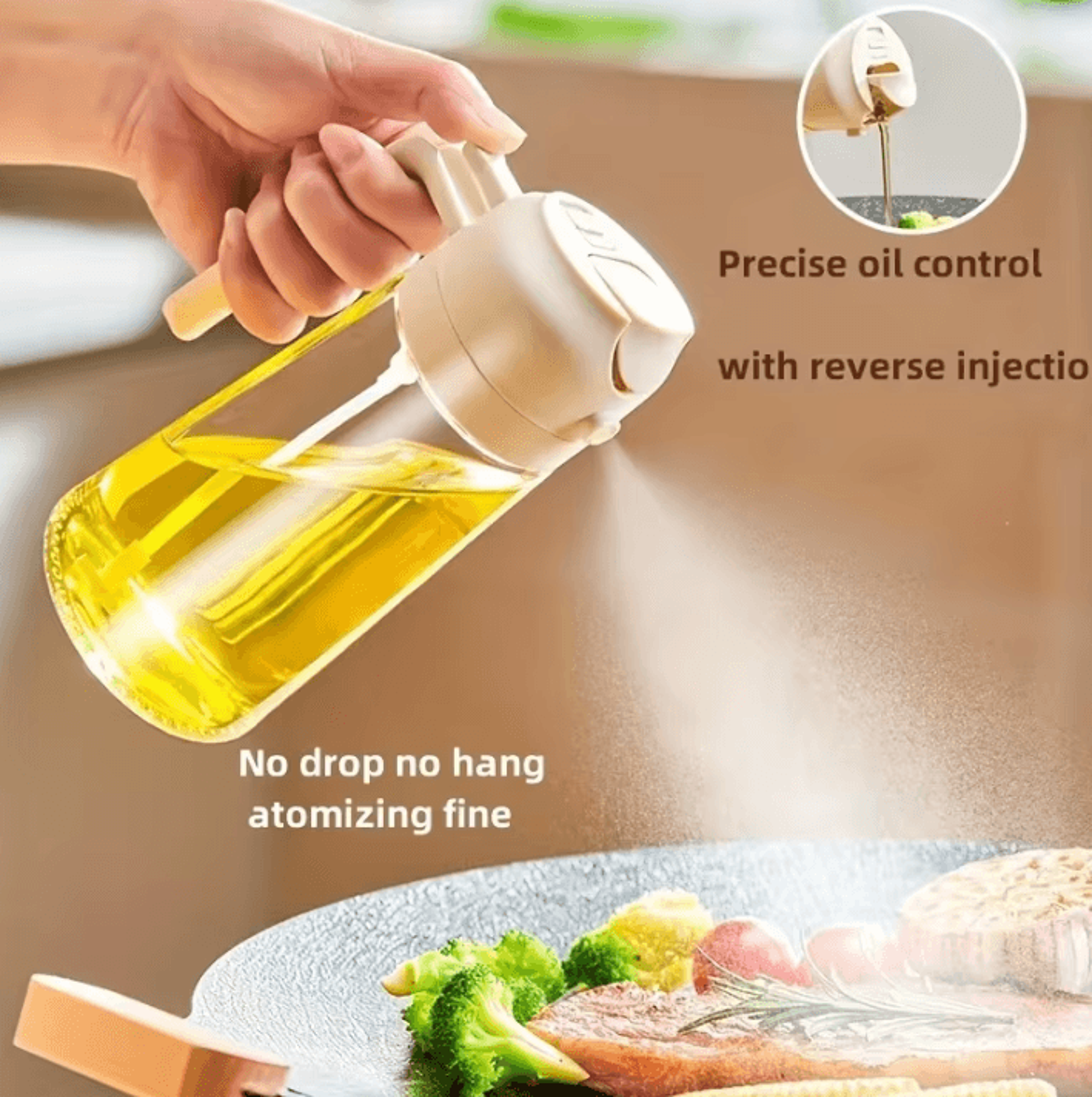 Dual Purpose Kitchen Oil Spray Bottle  Leakproof Oil Can For Cooking And Household Use 0