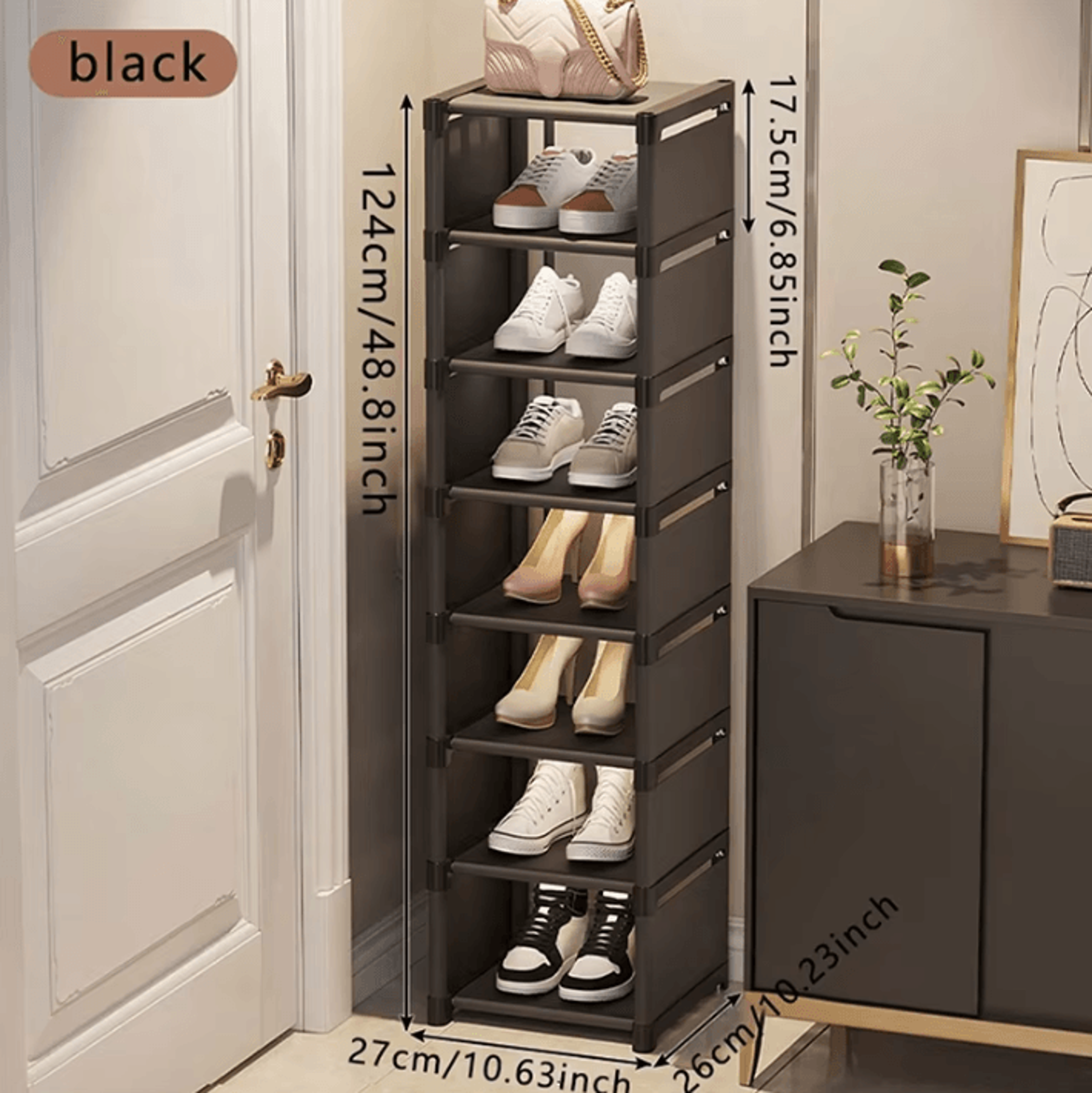 Small Shoe Rack  Narrow Shoe Cabinet Storage For Home Rental And Entryway 3