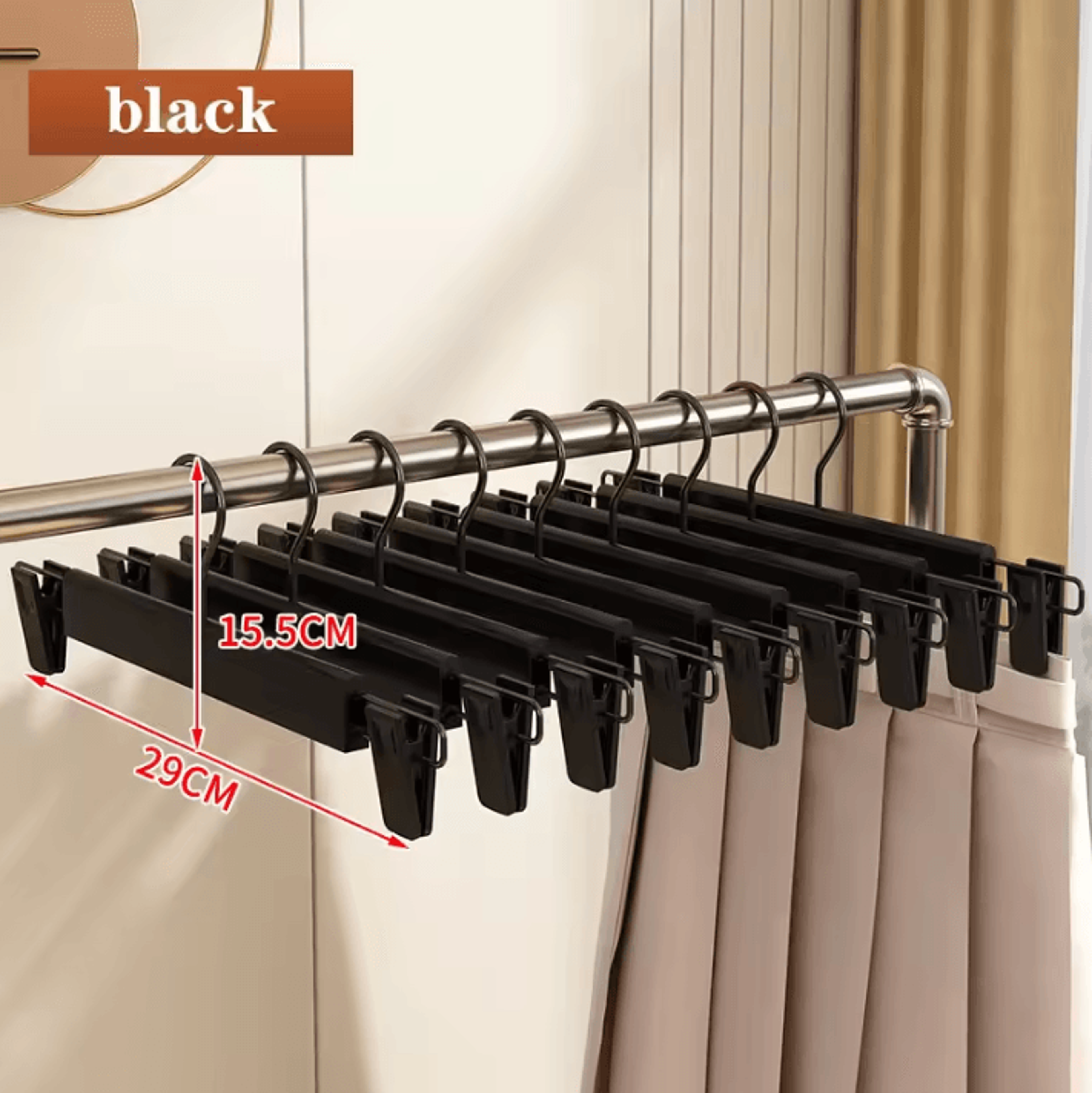 5pcs Home Frosted Plastic Trouser Rack  Strong Seamless Clip Hangers For Drying Clothes 3
