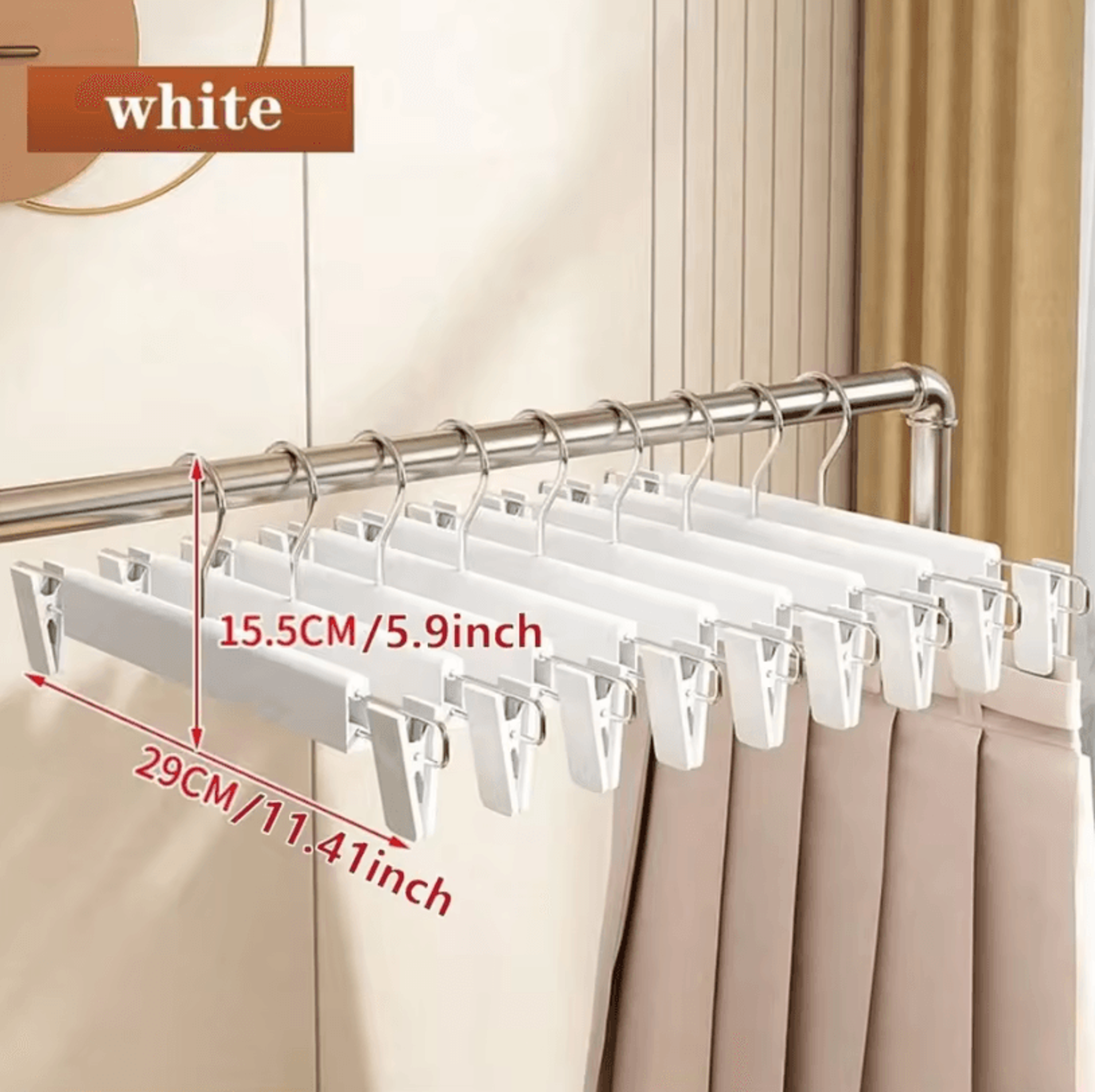 5pcs Home Frosted Plastic Trouser Rack  Strong Seamless Clip Hangers For Drying Clothes 4