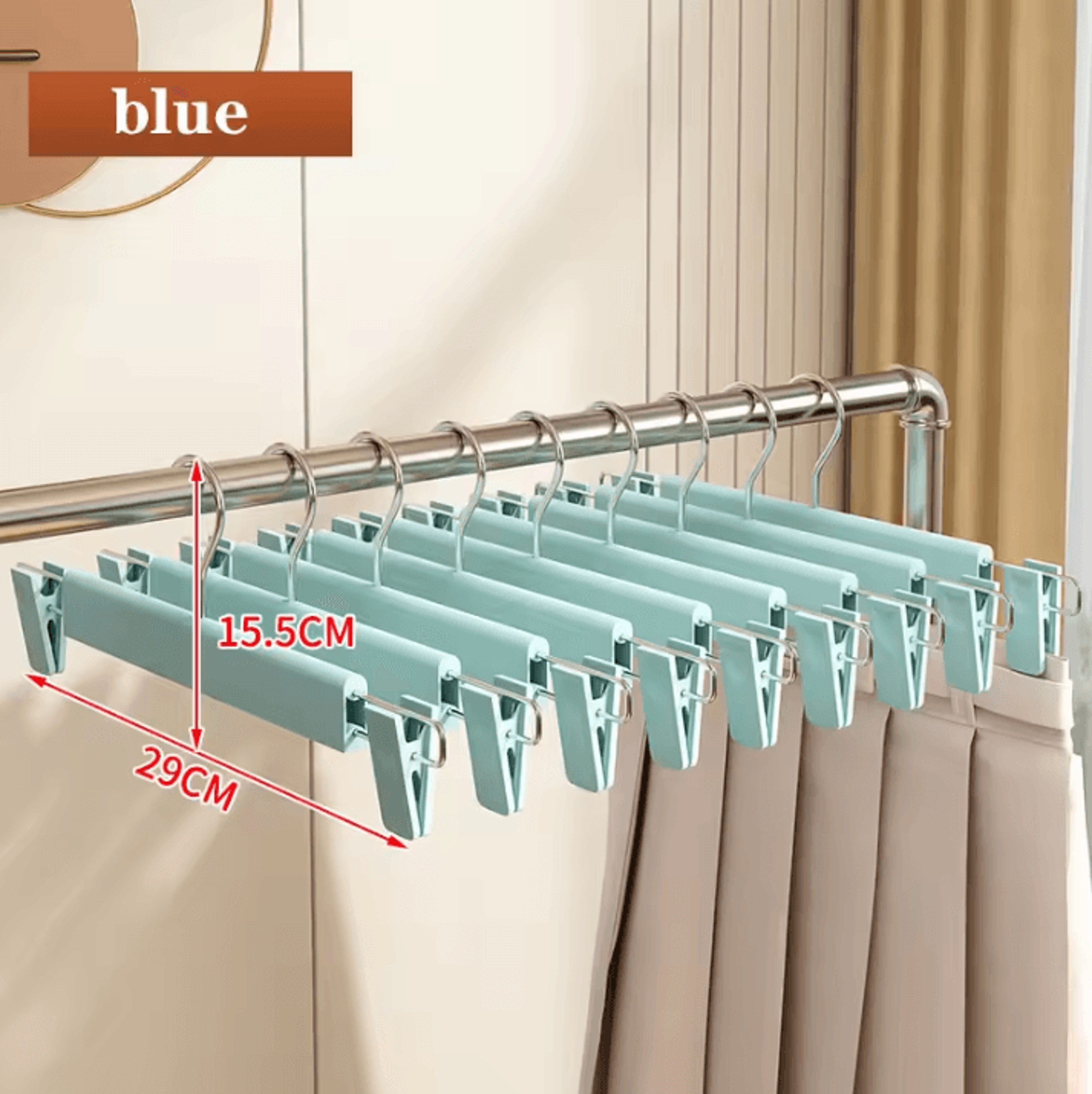 5pcs Home Frosted Plastic Trouser Rack  Strong Seamless Clip Hangers For Drying Clothes 7