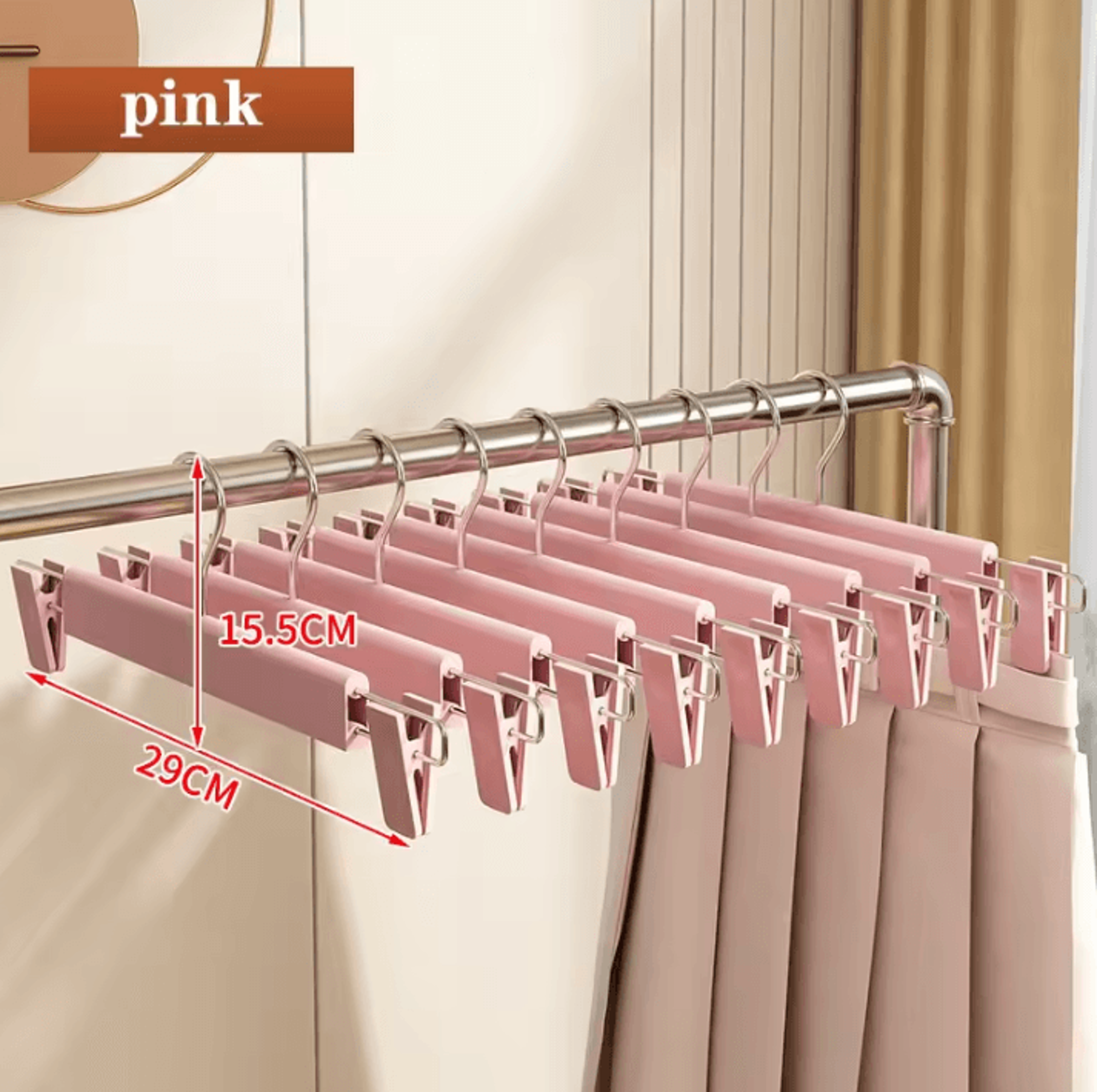 5pcs Home Frosted Plastic Trouser Rack  Strong Seamless Clip Hangers For Drying Clothes 8