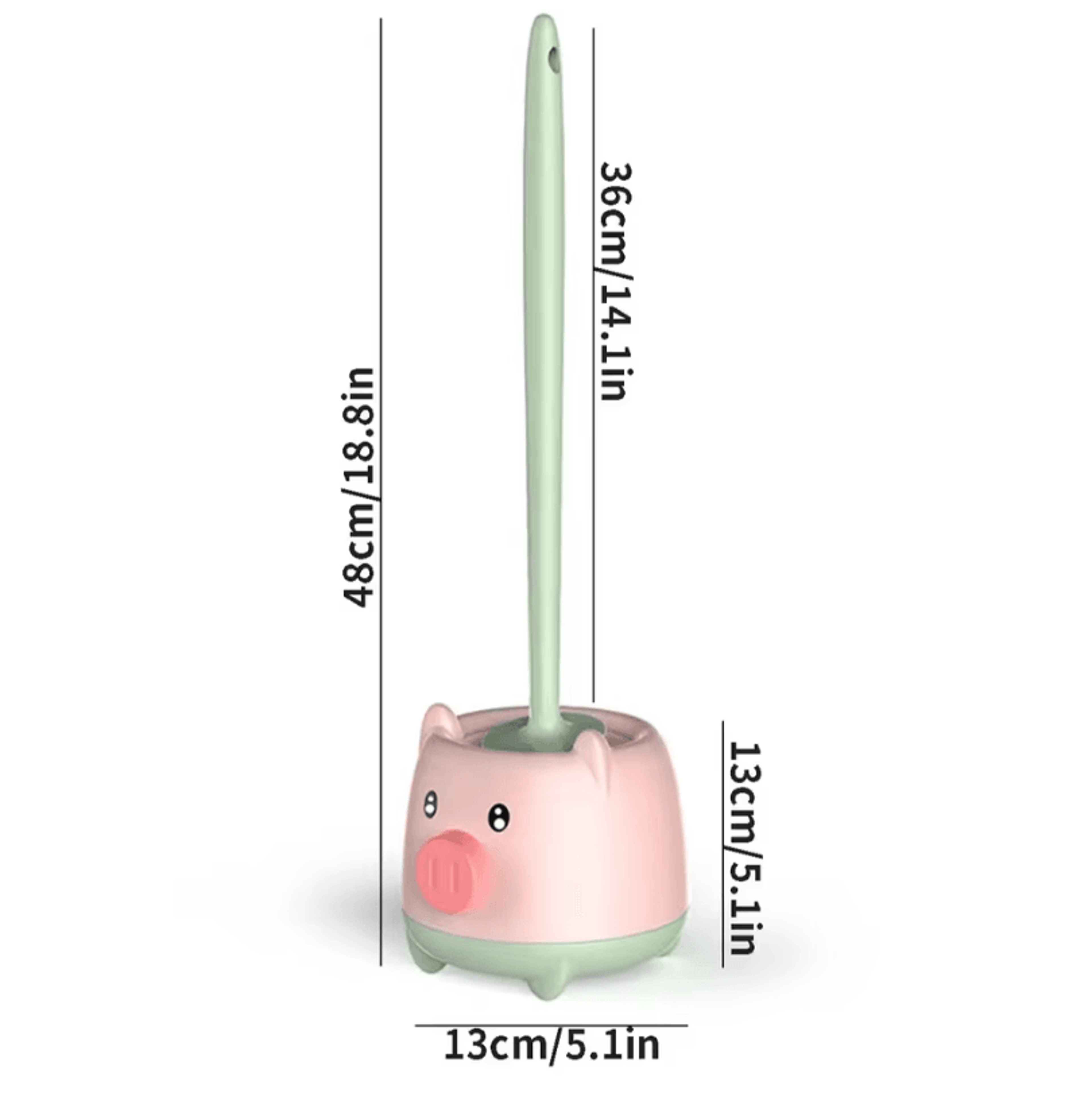 Cute Piglet Toilet Brush Set  WallHanging NoDeadCorner Cleaning Magic 4