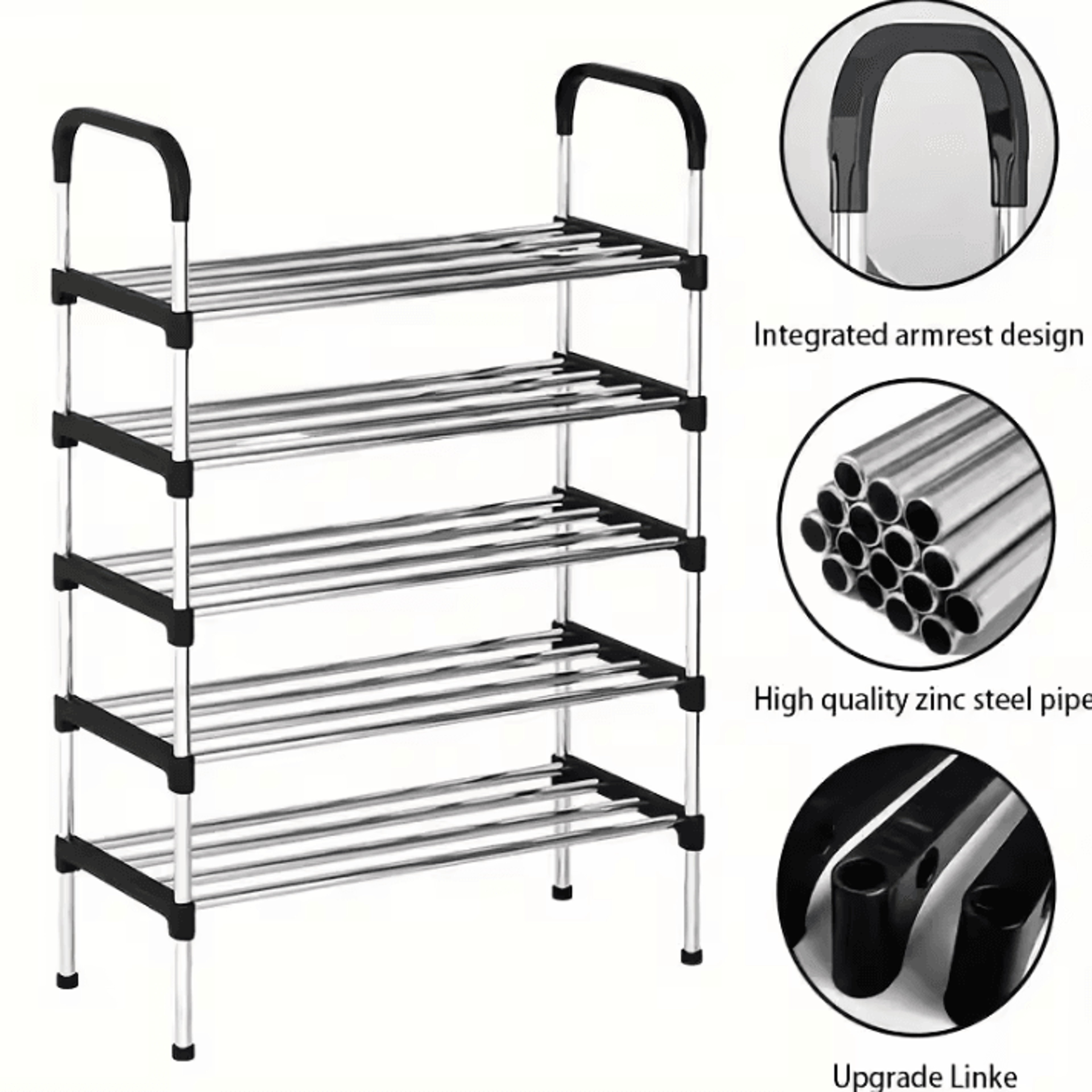 MultiLayer Dustproof Shoe Rack  Black Home Shoe Cabinet Storage With Double Shelves 4
