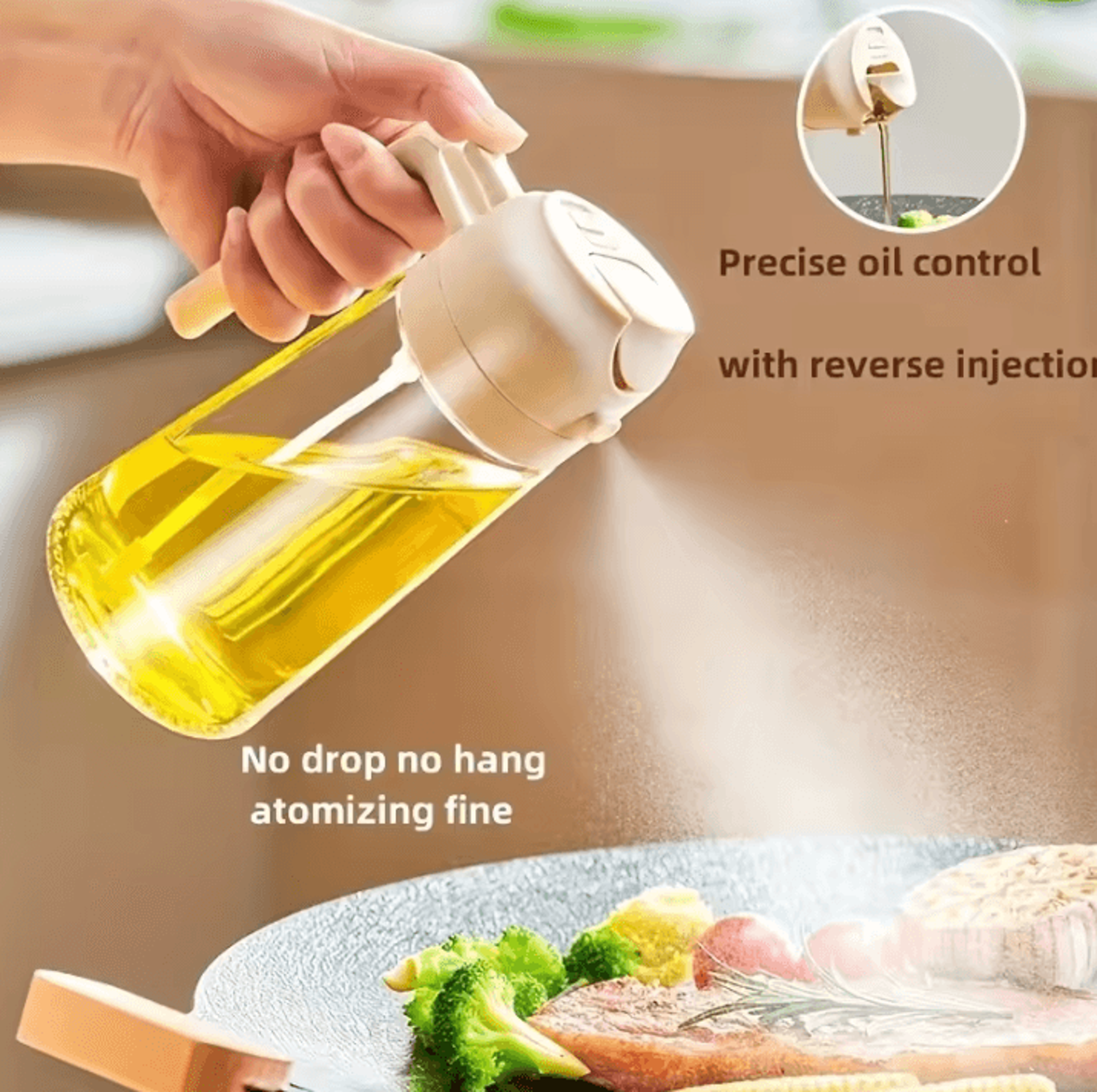 Kitchen Household Oil Spray Bottle  Dual Oil Mist Sprayer For Air Fryer And Cooking 1