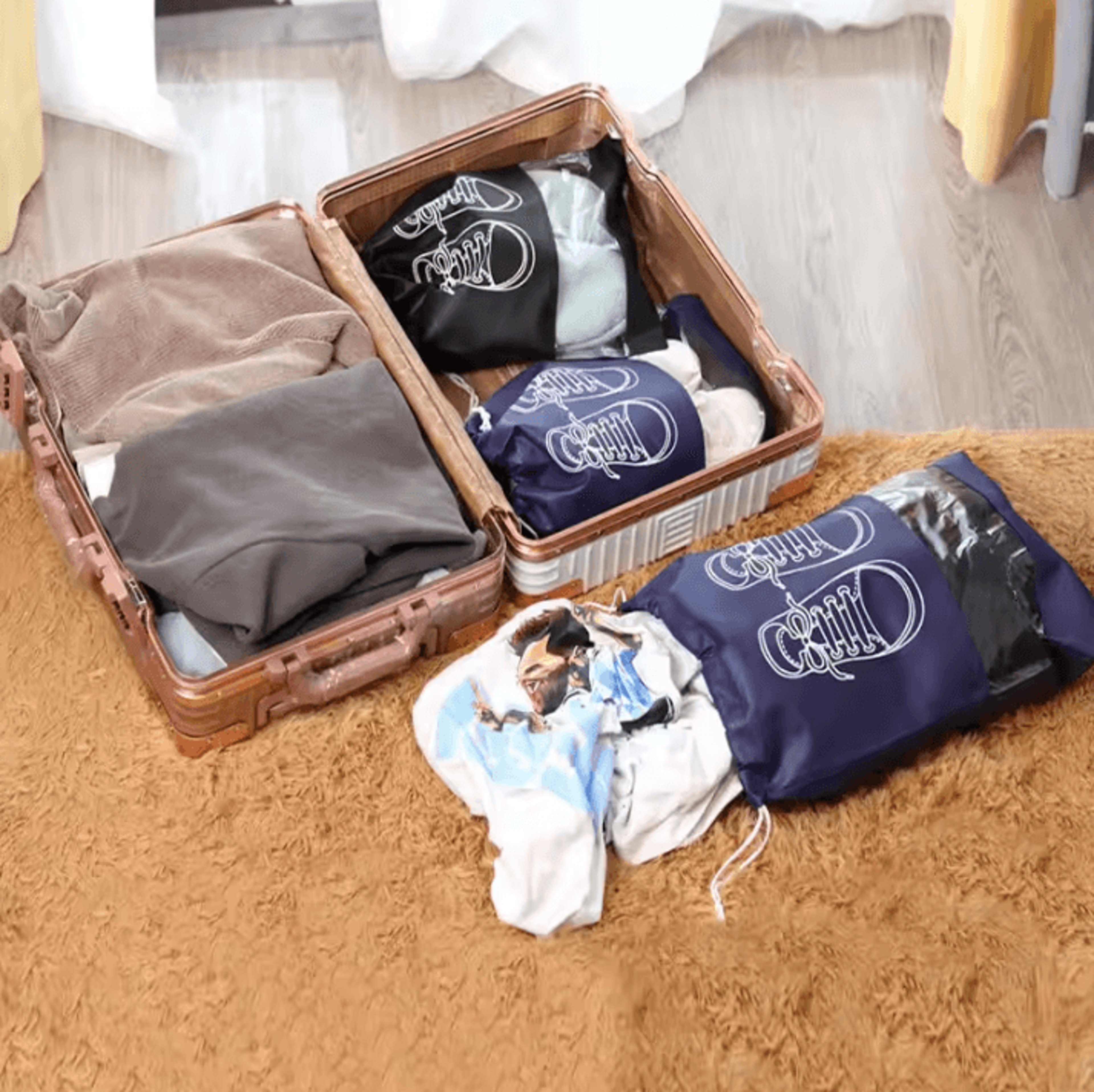 5Piece Travel Shoe Storage Bag Set  Waterproof Moistureproof Luggage Shoe Organizers 2