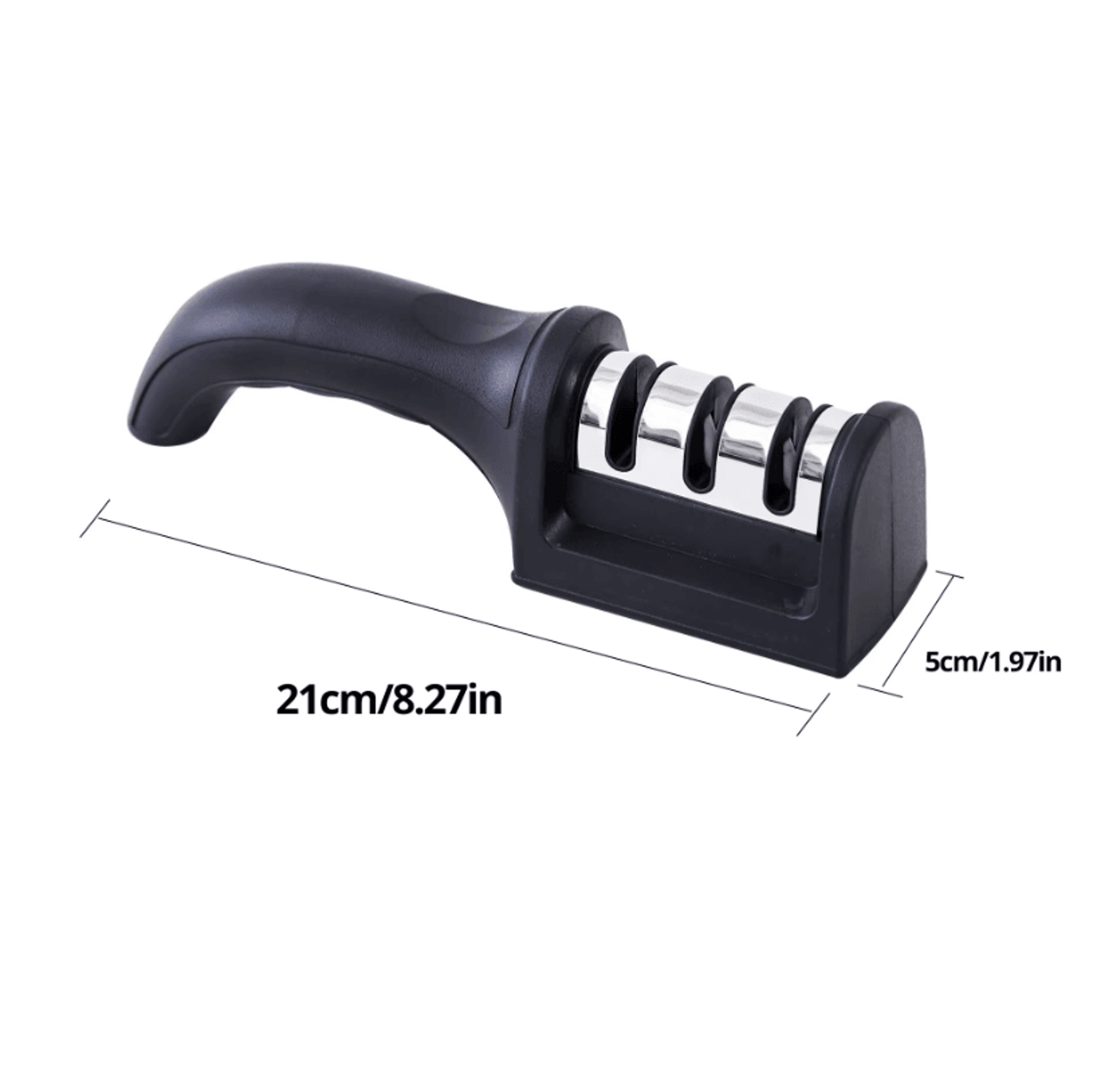 3Stage Black Handheld Knife Sharpener  MultiFunctional Kitchen Blade Sharpening Tool 5