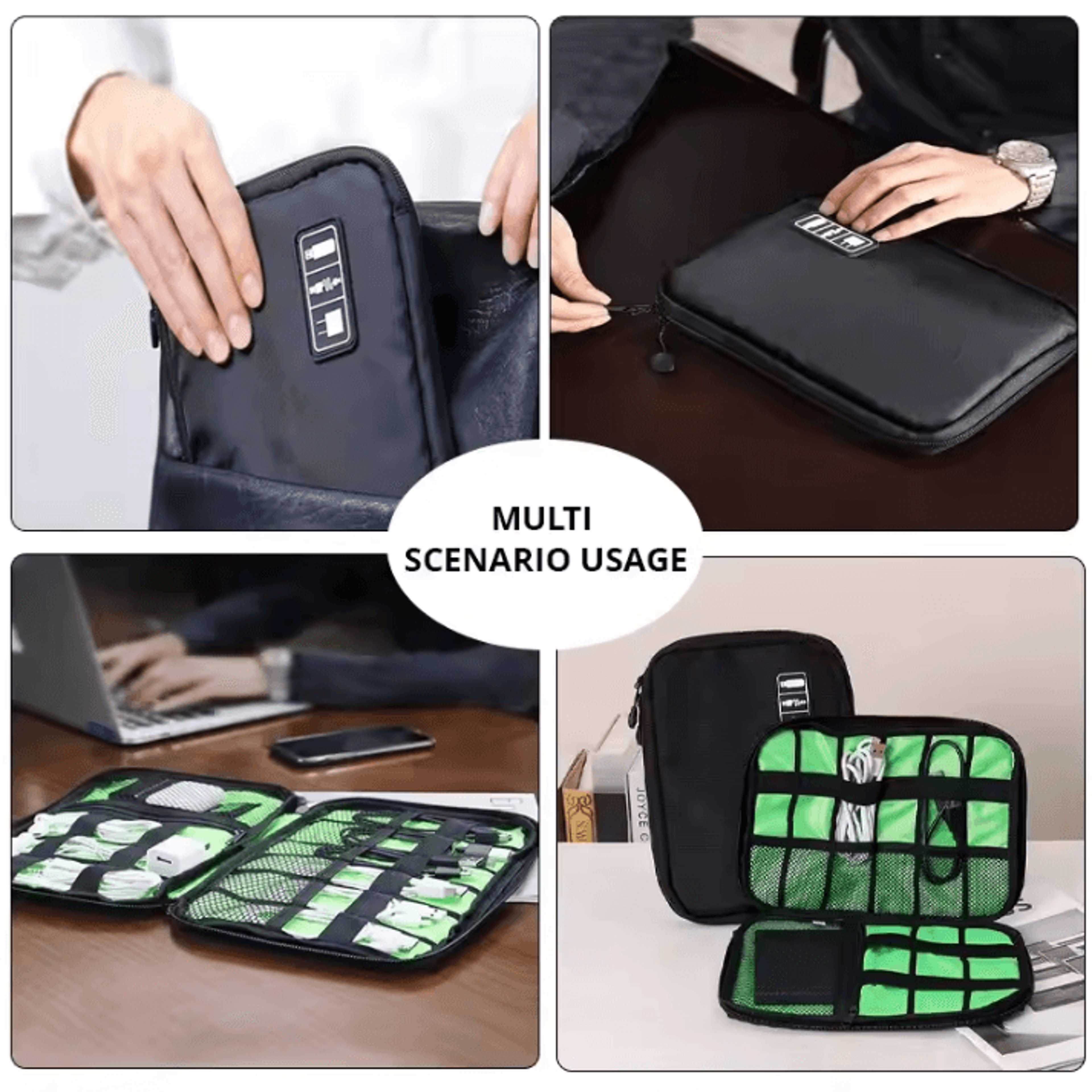 Portable Electronic Accessory Organizer Bag  USB  Charger Storage 3
