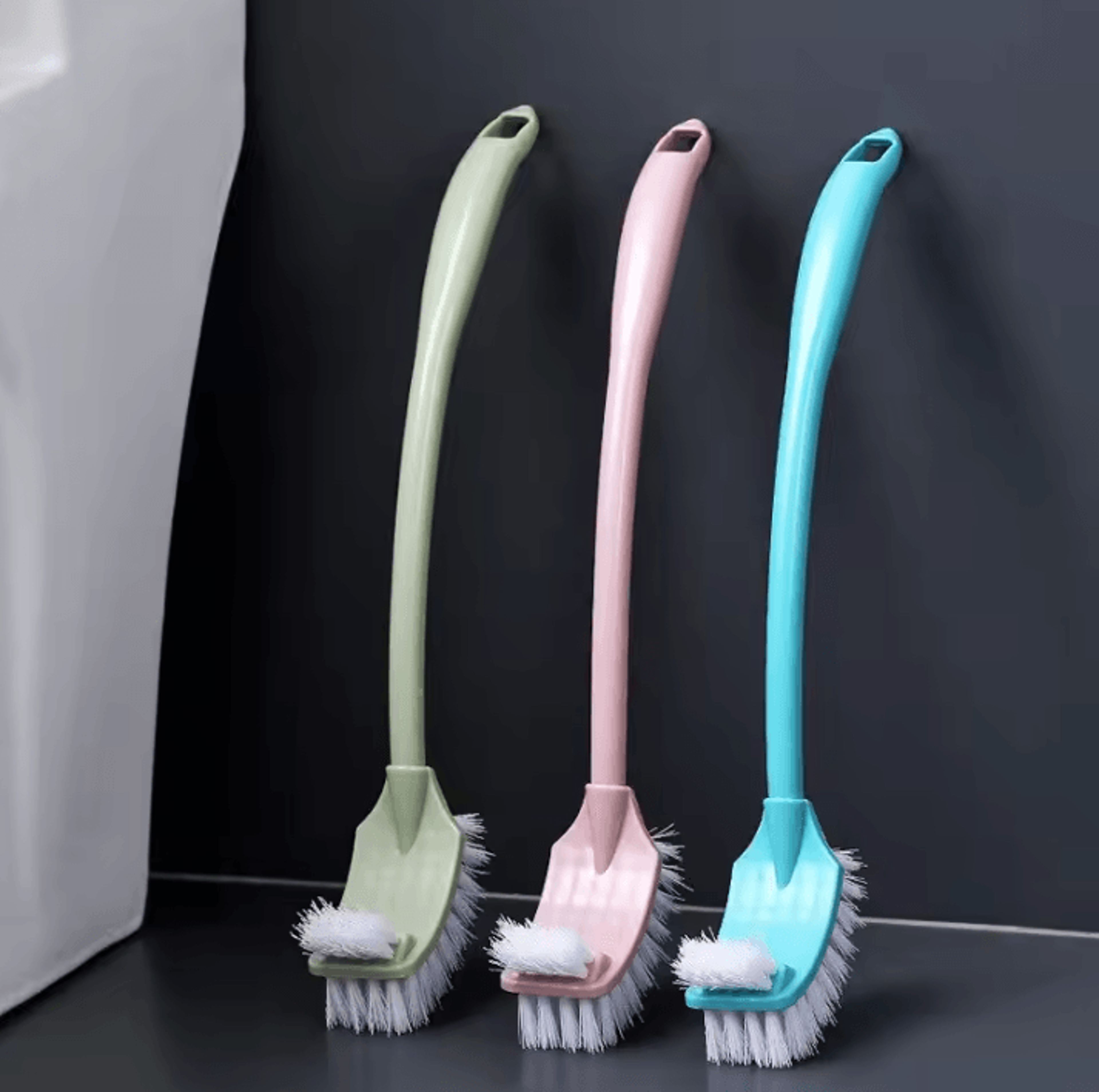 MultiFunction DoubleHead Toilet Brush  Long Handle Bathroom Cleaning Tool 0