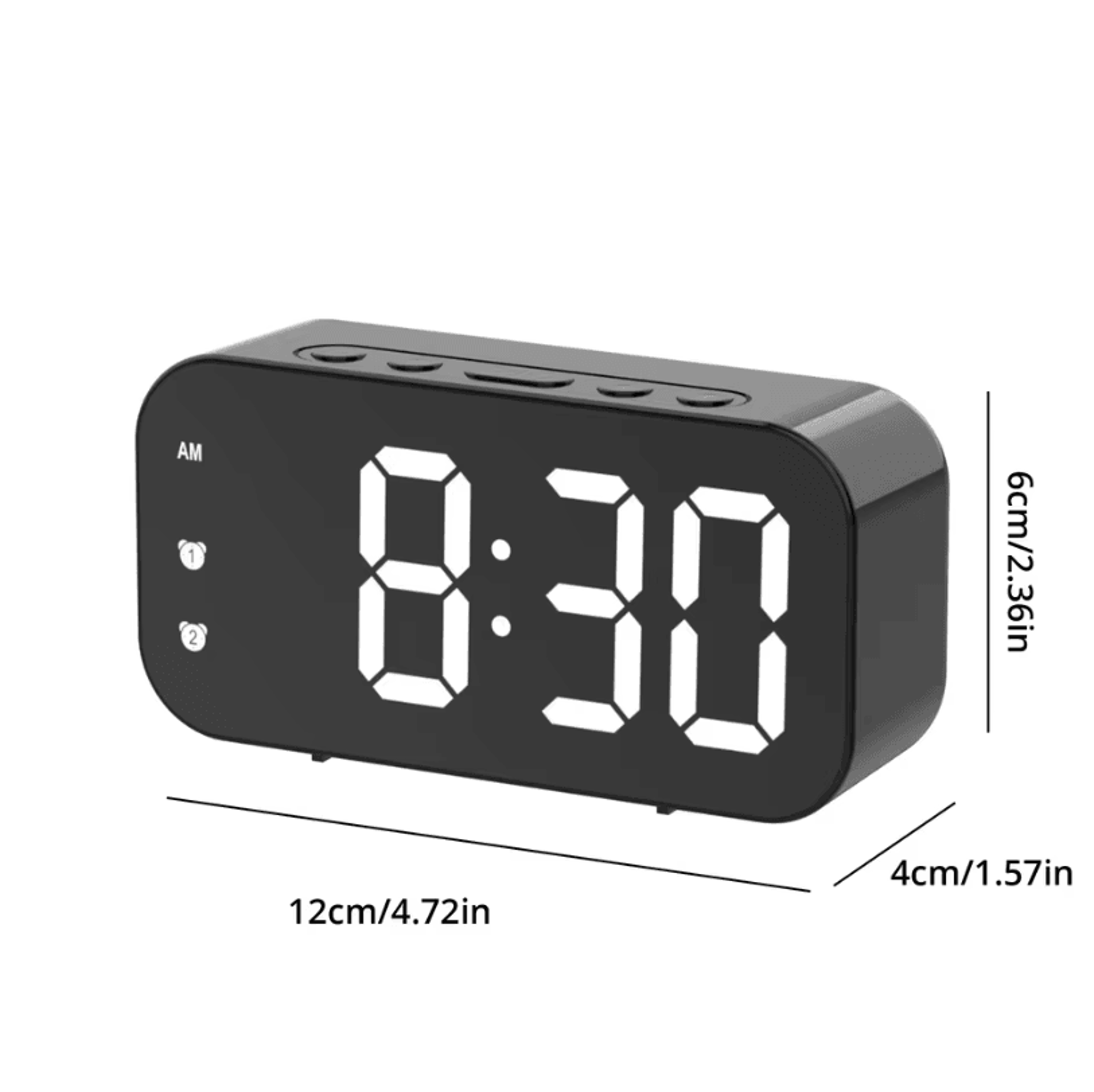 LED Digital Mirror Table Clock  Alarm  Time Display Electronic Desktop Clock 9