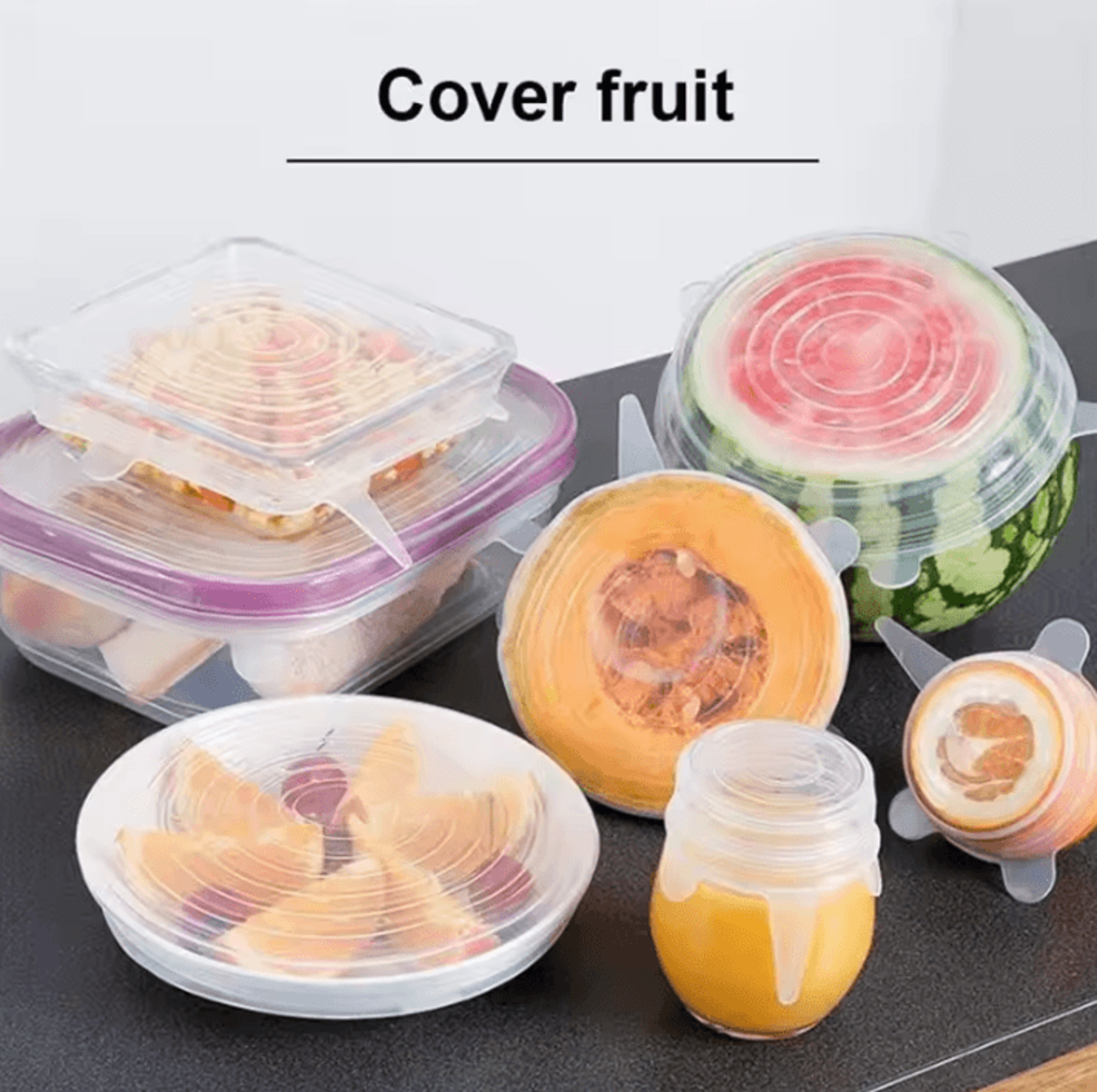 6Piece Silicone FreshKeeping Bowl Cover Set  Stretch Sealed Food Storage Lids 0
