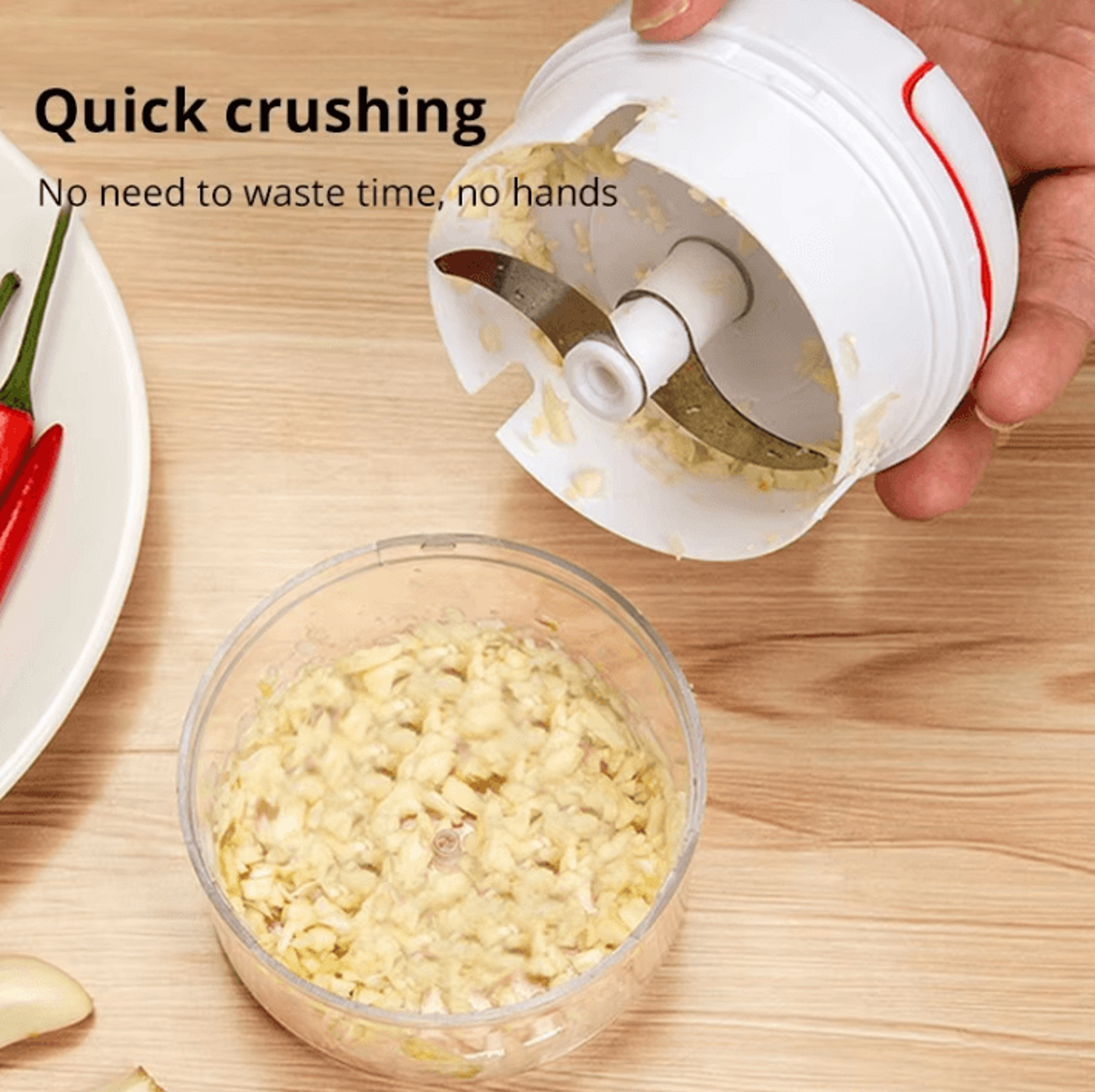 Hand Pull Garlic Chopper  Manual Garlic Grinder  Mincer For Fast Meal Prep 1