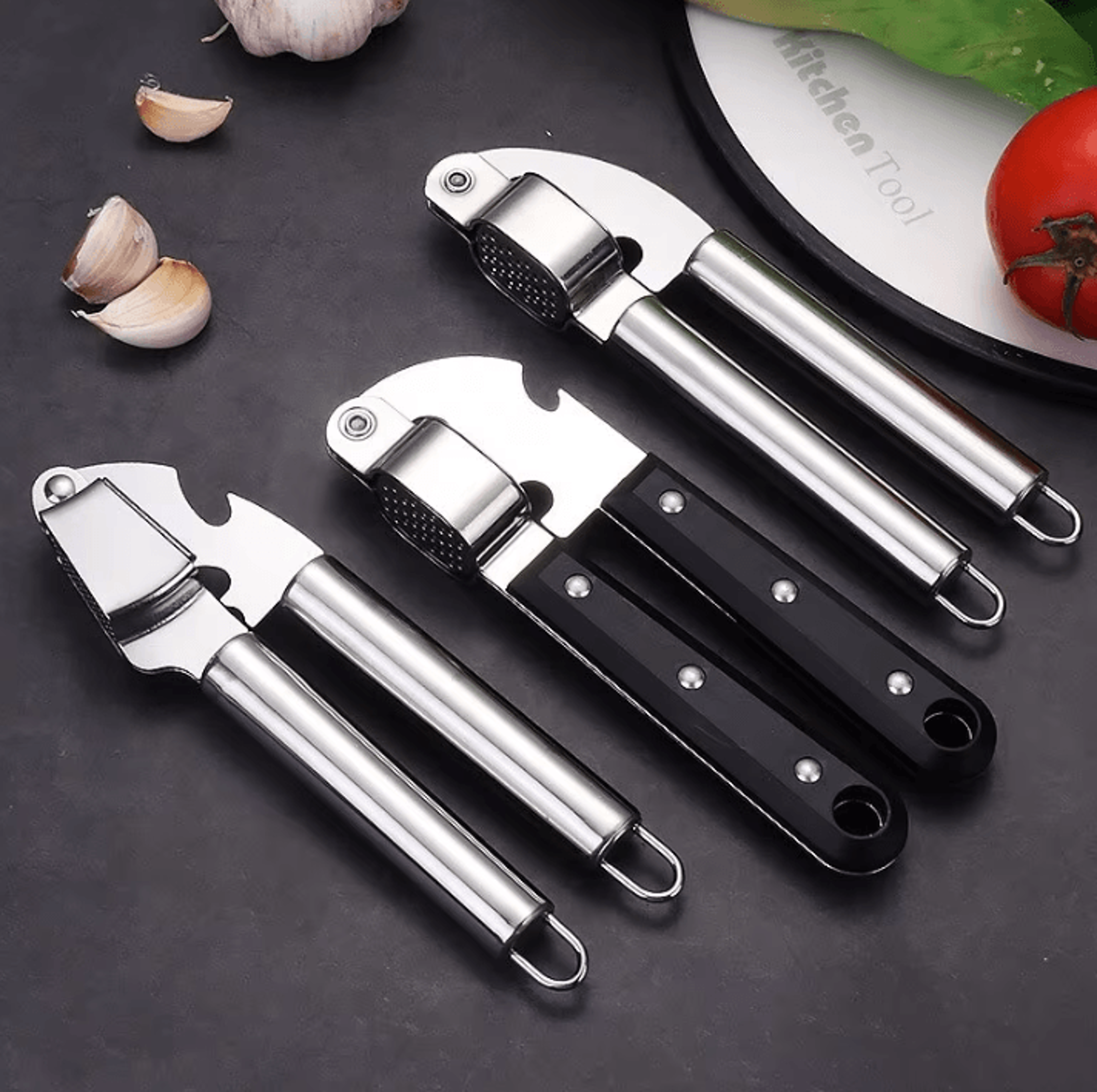 Stainless Steel Garlic Press  Manual Garlic Crusher For Easy Minced Garlic Black 1
