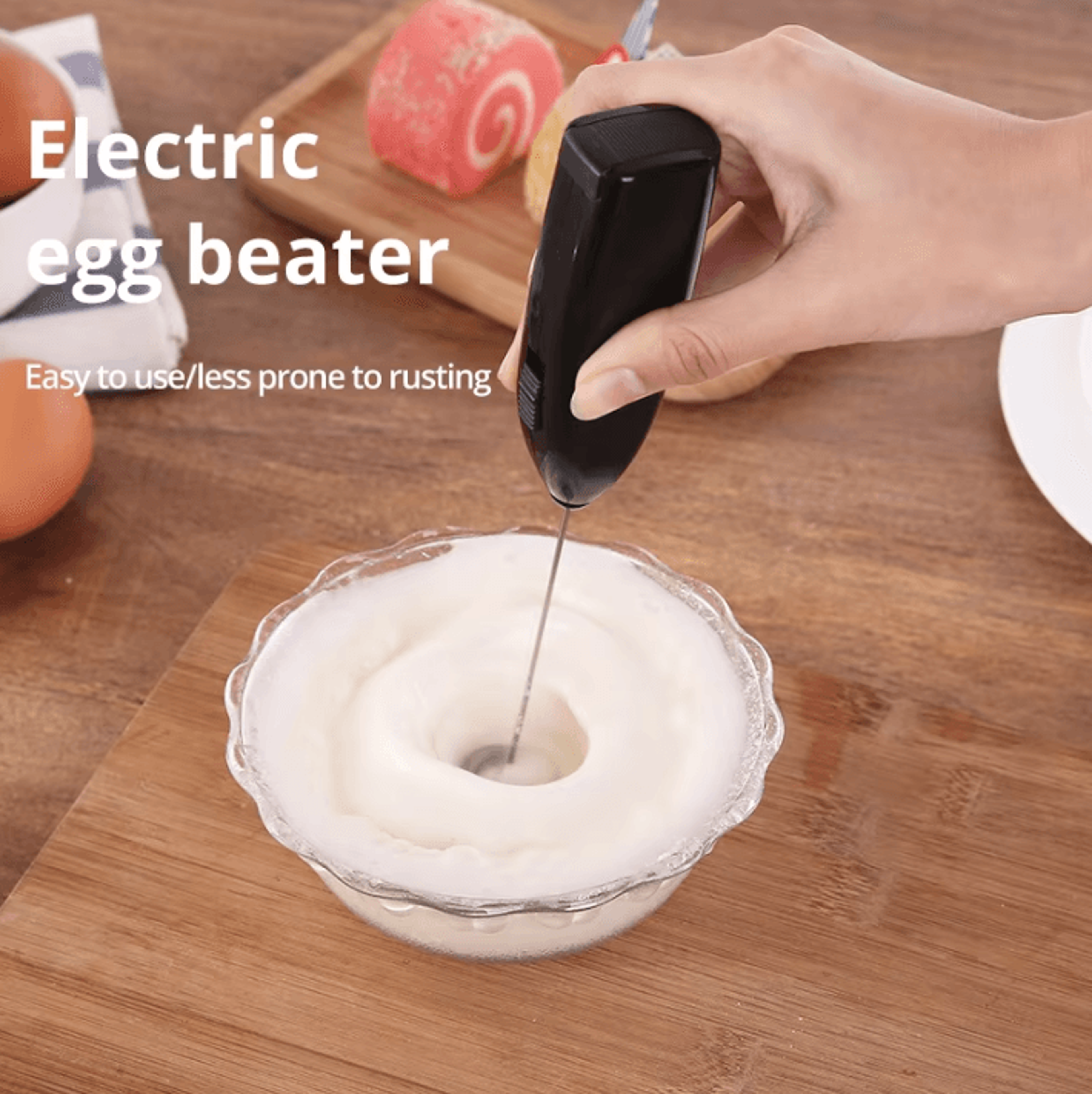 Electric Milk Frother  Egg Beater  Stainless Steel Handheld Blender For Coffee  Kitchen 0