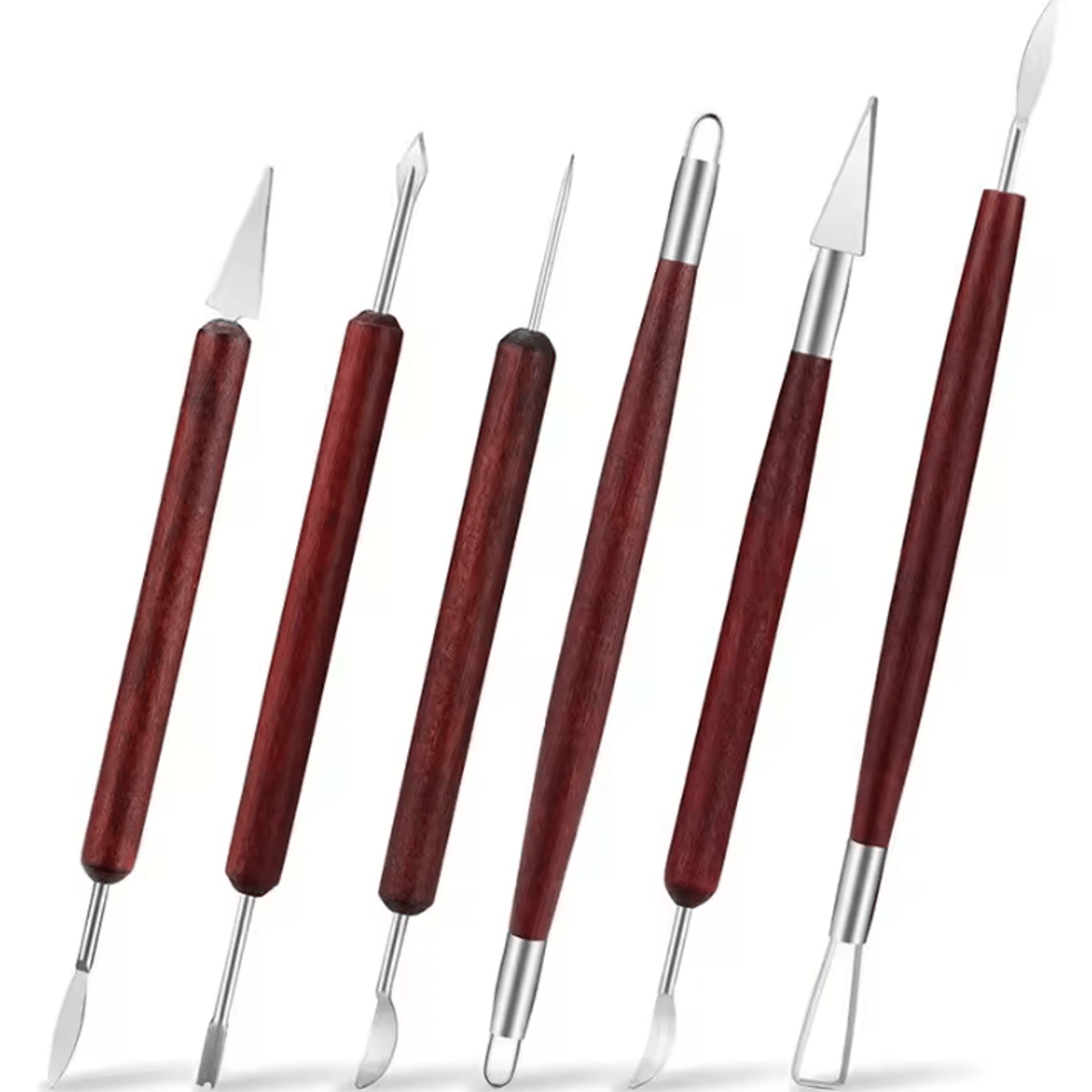6Piece Wood Handle Pottery Clay Tools Set  Sculpting Carving  Smoothing Ceramic Kit 4
