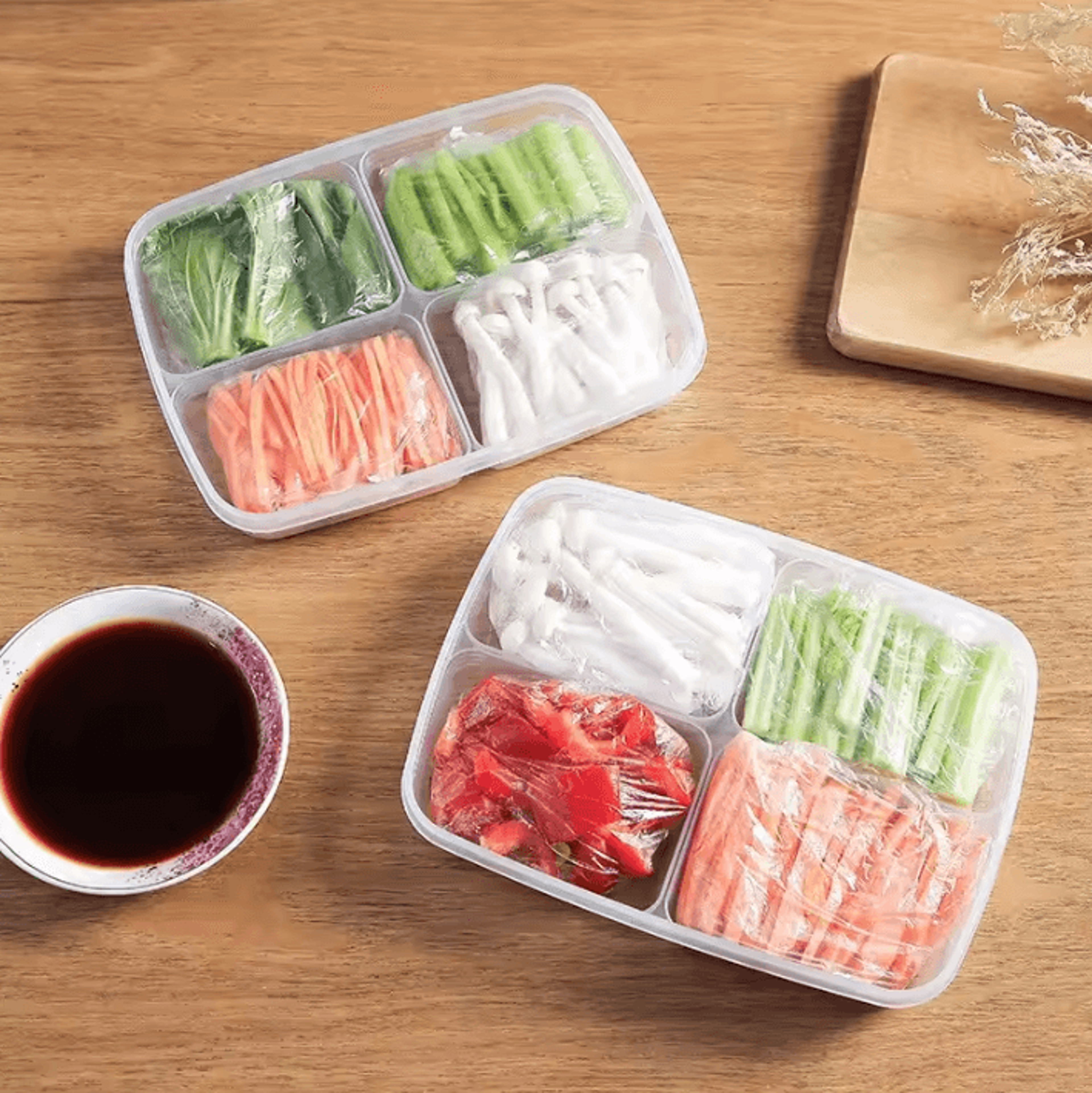 Transparent Large Capacity Refrigerator Storage Box  4Grid Frozen Meat  Food Organizer 3