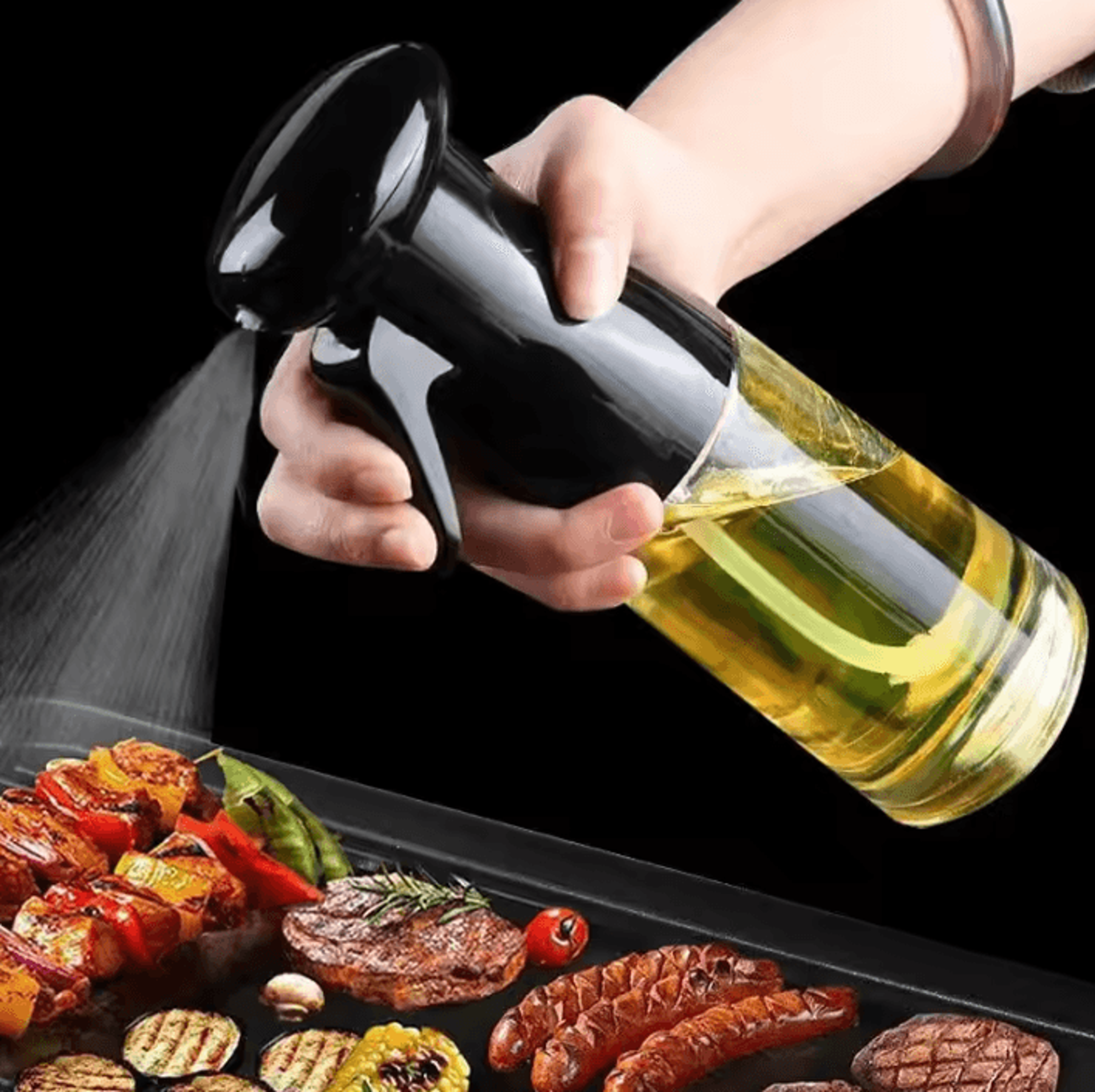 Black Transparent Cooking Oil Spray Bottle  Olive Oil Dispenser For Kitchen BBQ Fitness Salad  Home 0
