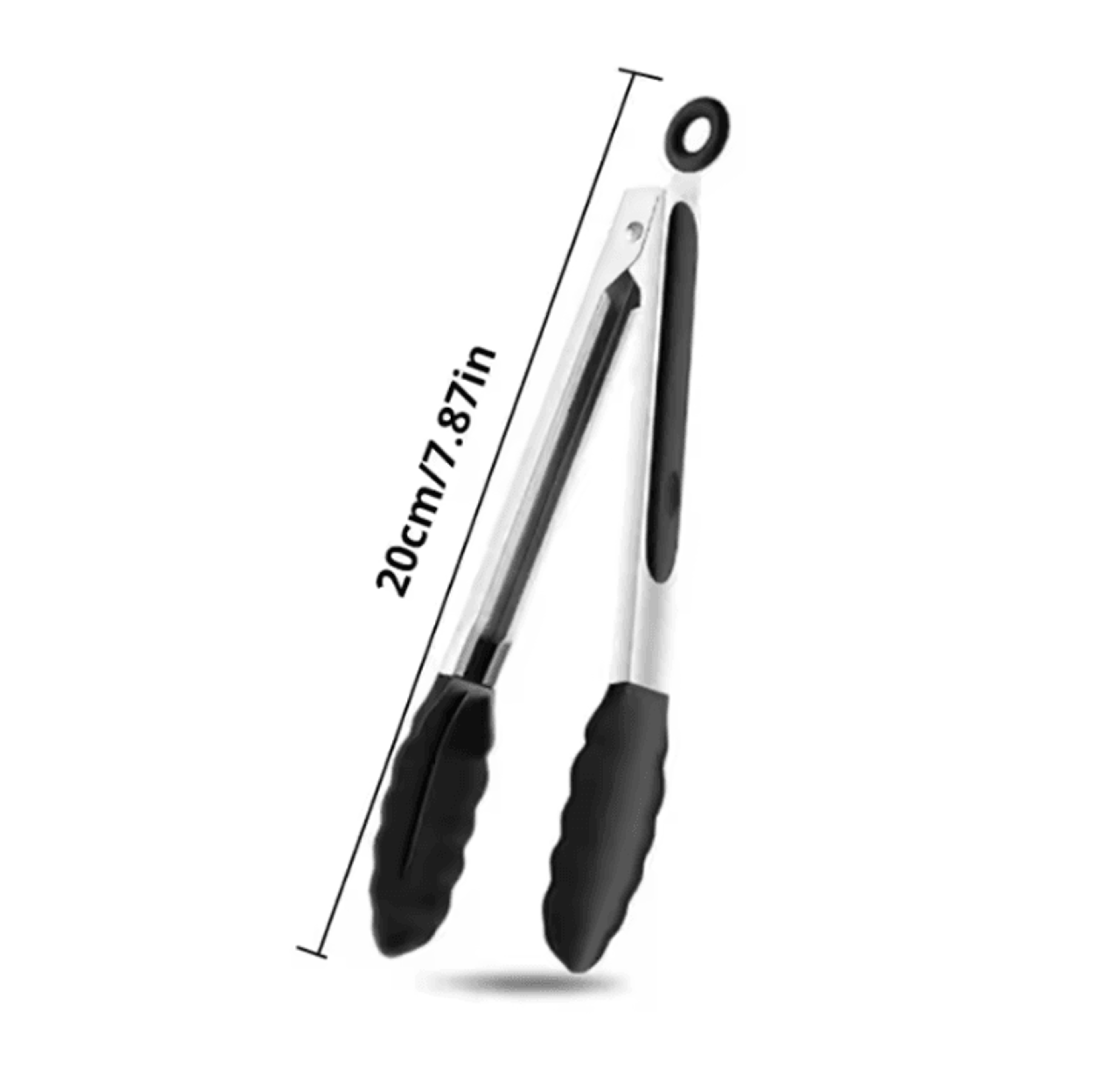 7Inches Black Silicone Food Tongs With Stainless Steel Body  BBQ Grilling Tongs For Camping And Out 5