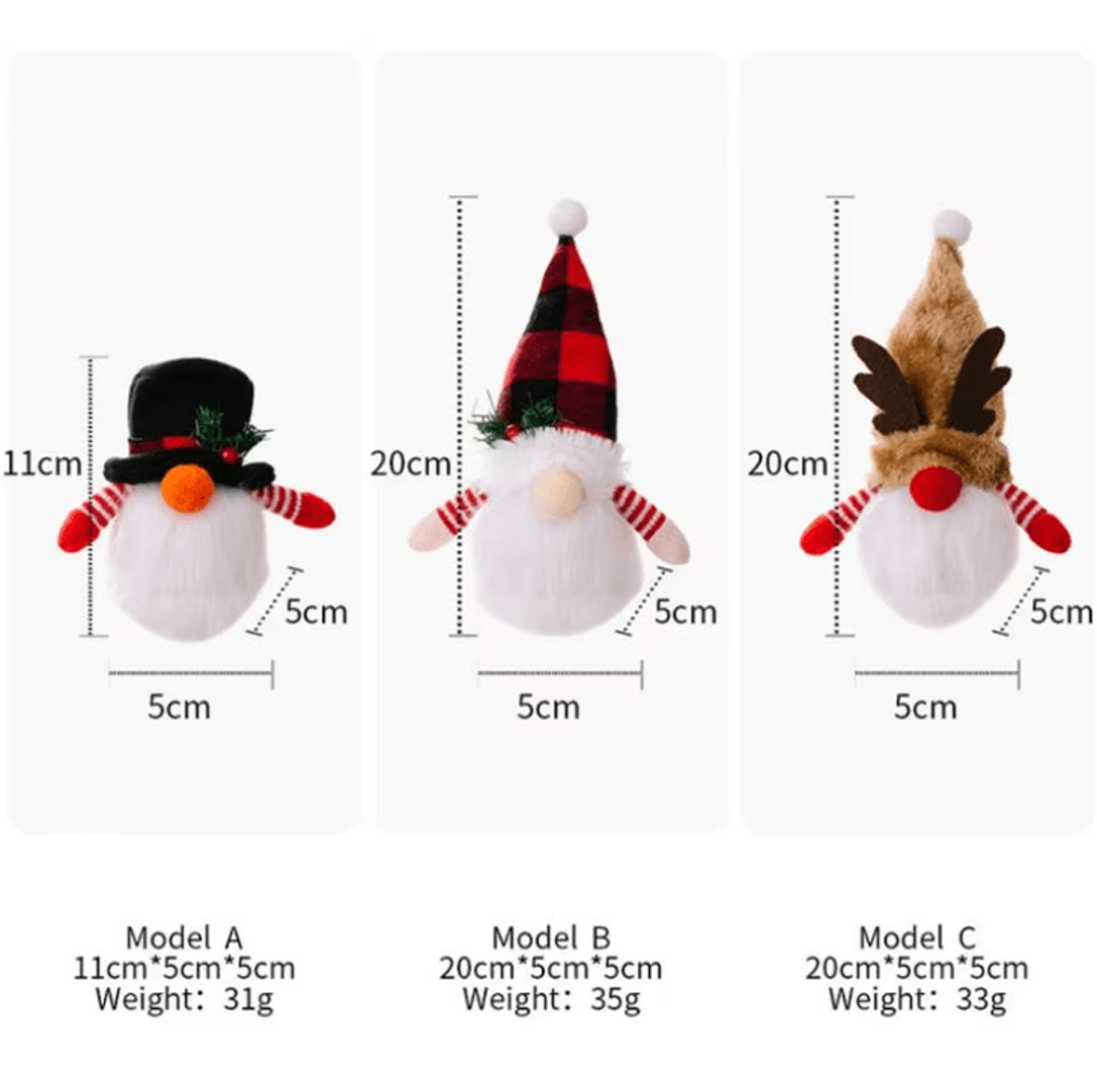 Christmas LED Ornament  Santa Gnome Plush Doll Pendant For Tree  Holiday Decoration 4