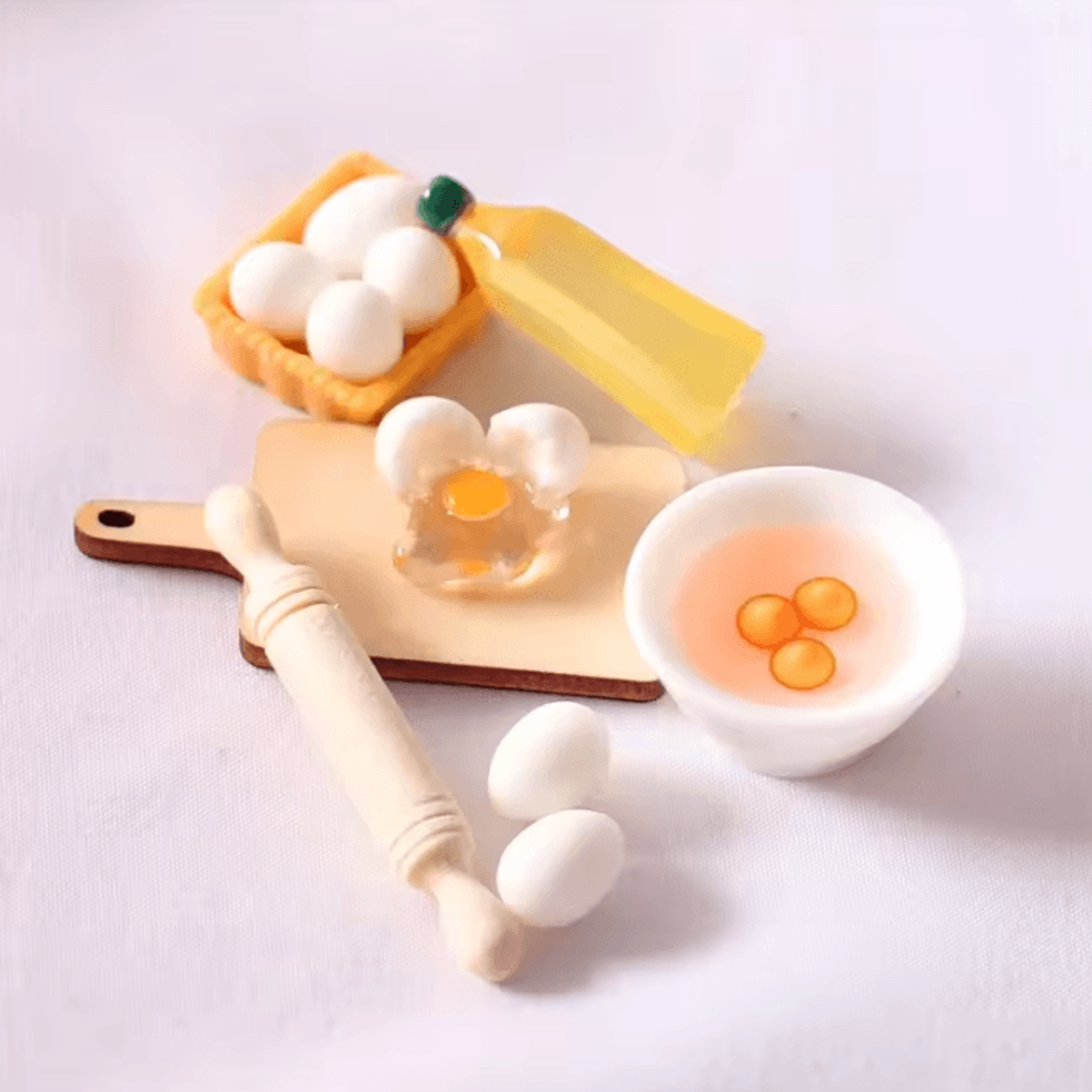5Piece Mini Kitchen Set  Dollhouse Cute Rolling Pin Egg Bowl  Olive Oil Accessories 0