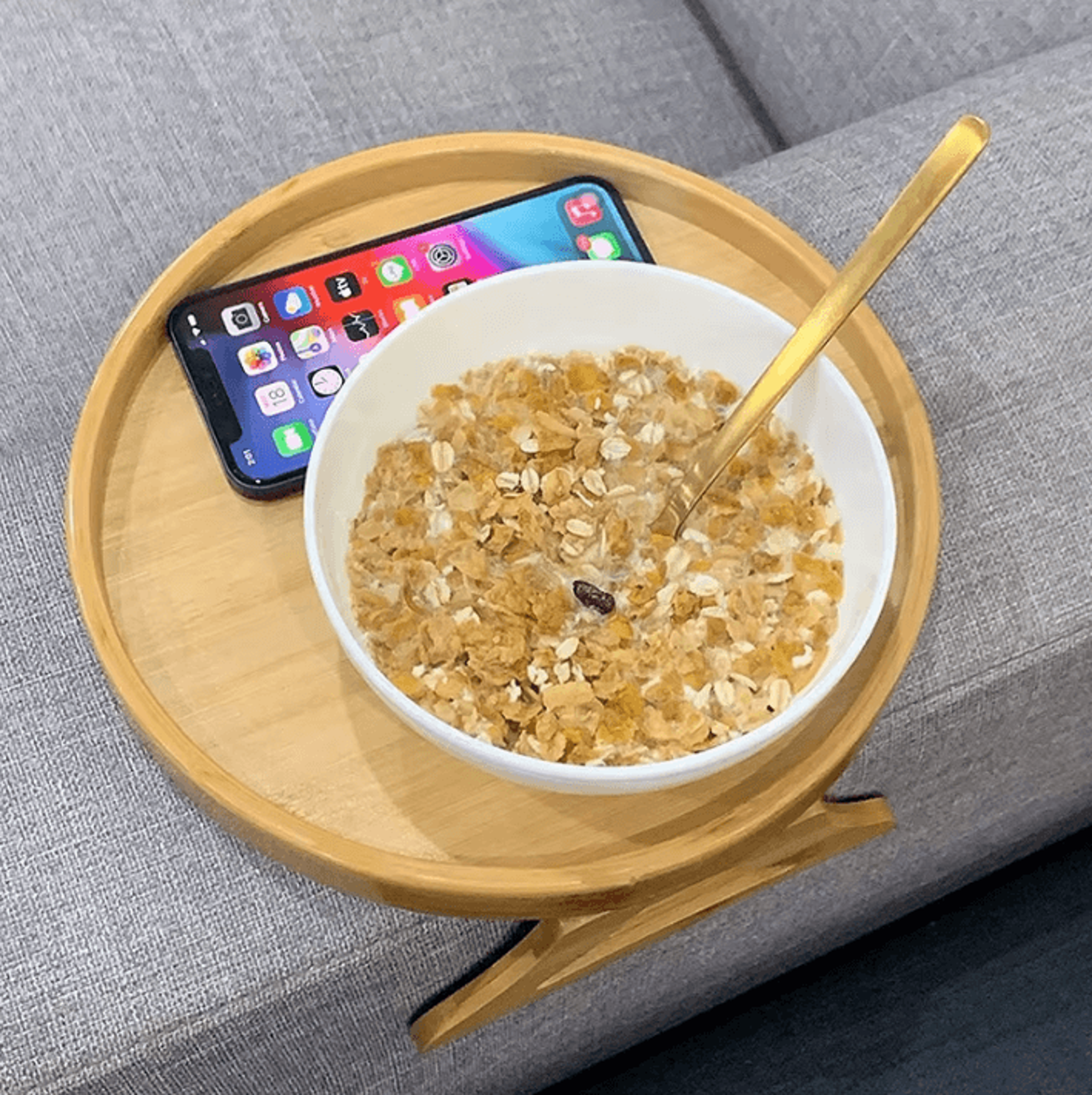 Wooden Sofa Tray Table  ClipOn Armrest Tray For TV Snacks Remote  Coffee 1