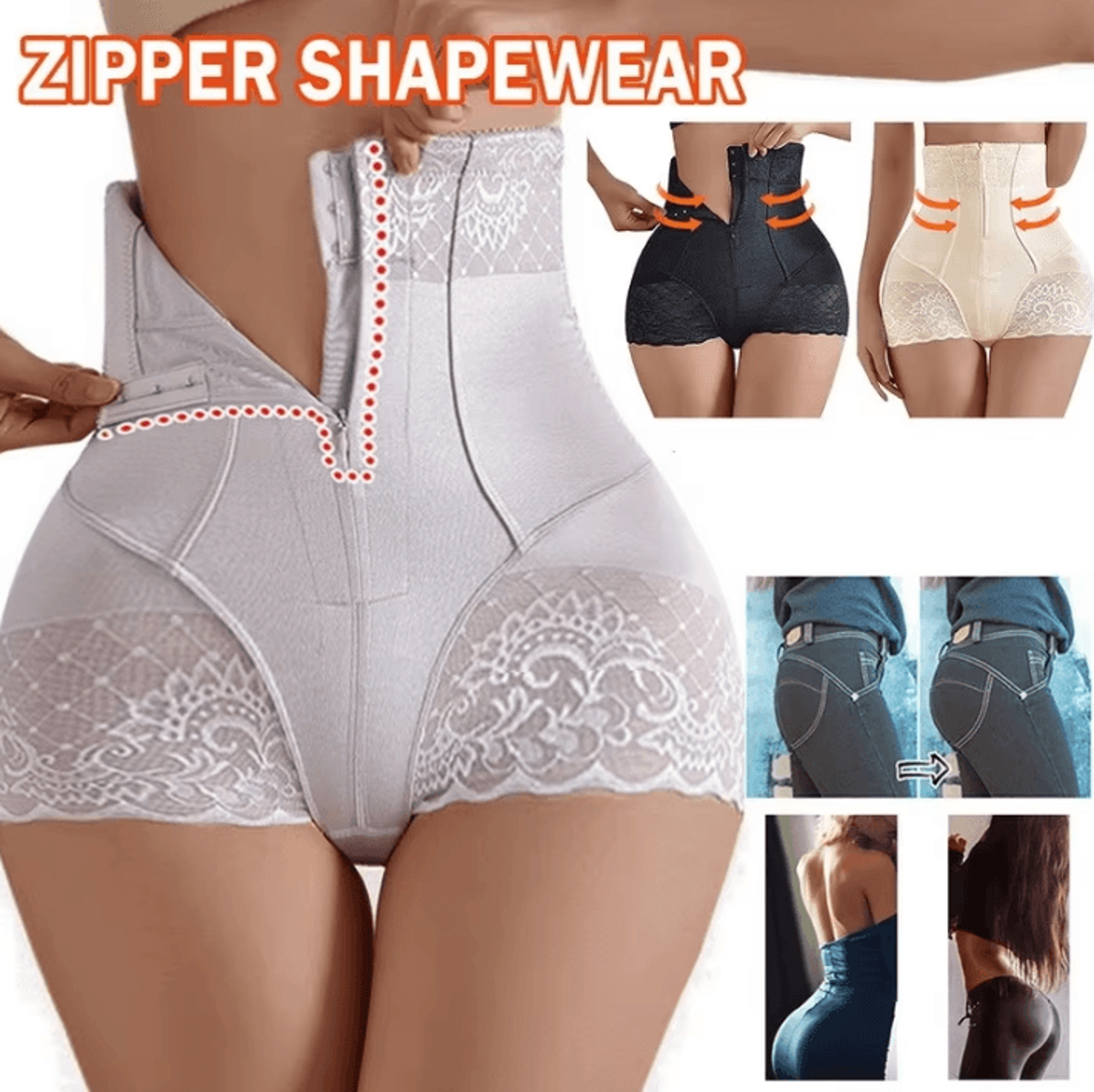 High Waist Tummy Control Panties  Zipper Seamless Body Shaper Pants For Women Postpartum Support 1