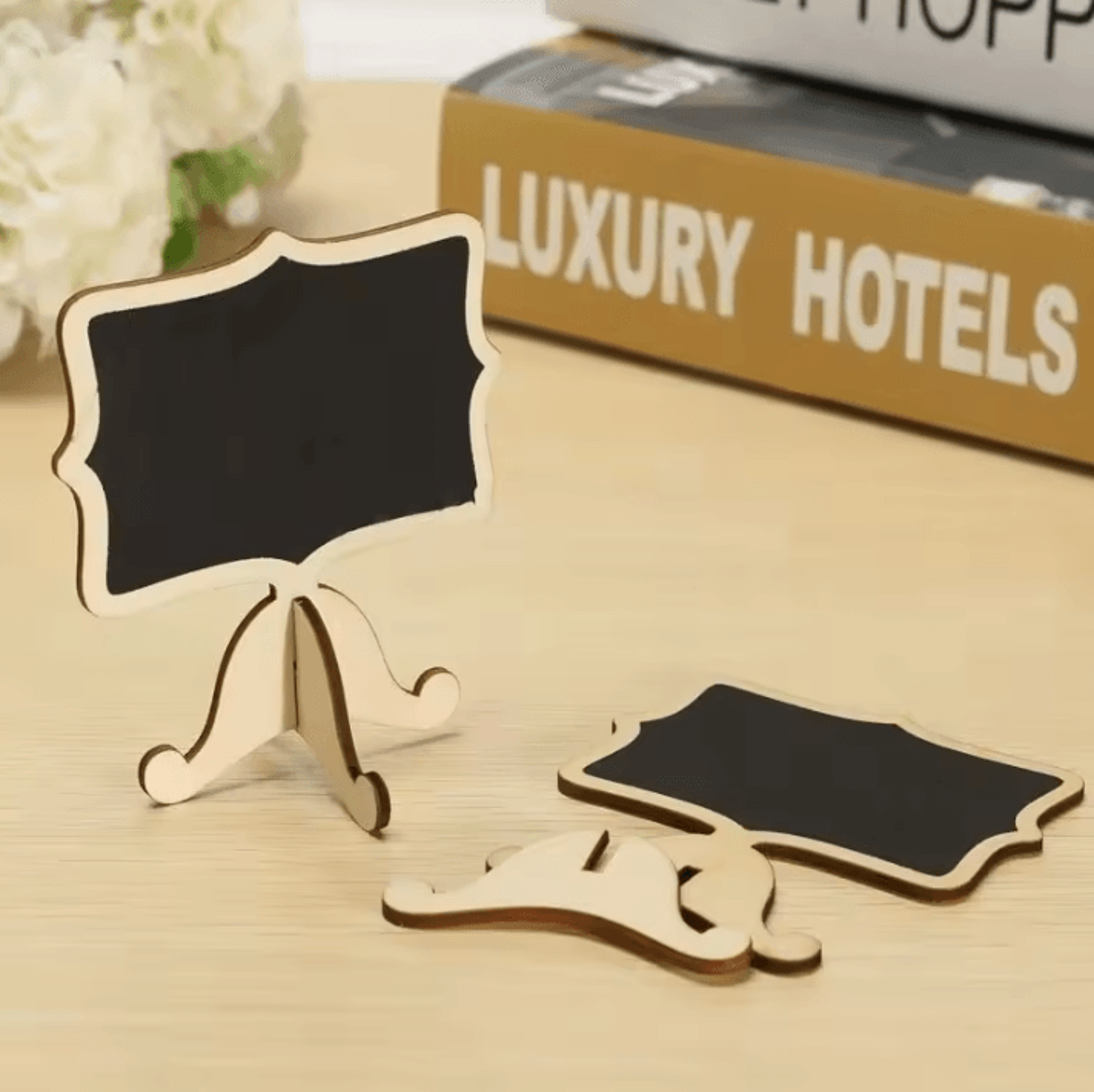 10 PCS Mini Wooden Blackboard Signs  Cute Heart Desktop Message  Craft Decoration 2