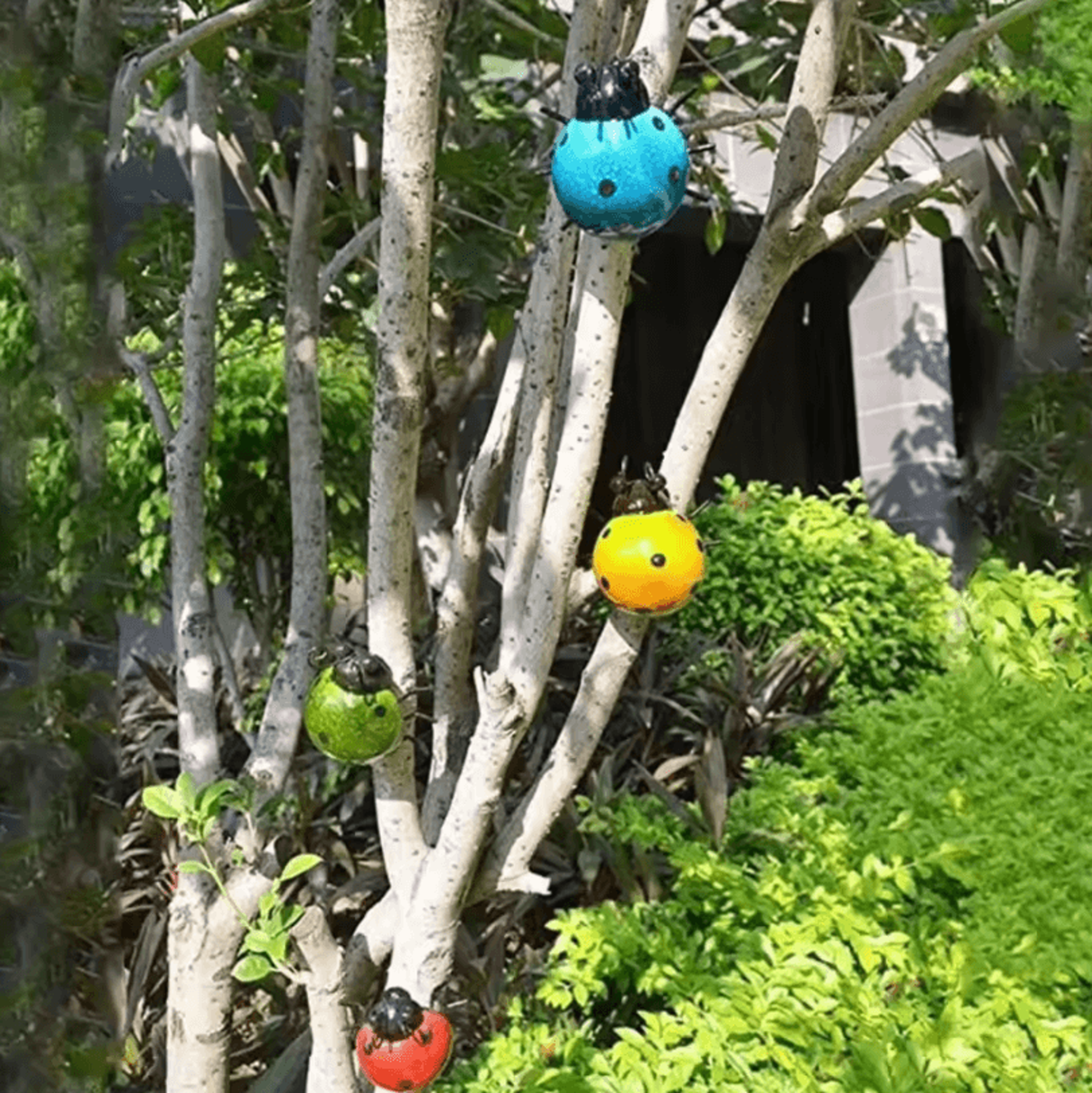 Set Of 4 Metal Garden Wall Art Ladybugs  Outdoor Decorative Wall Sculptures 2