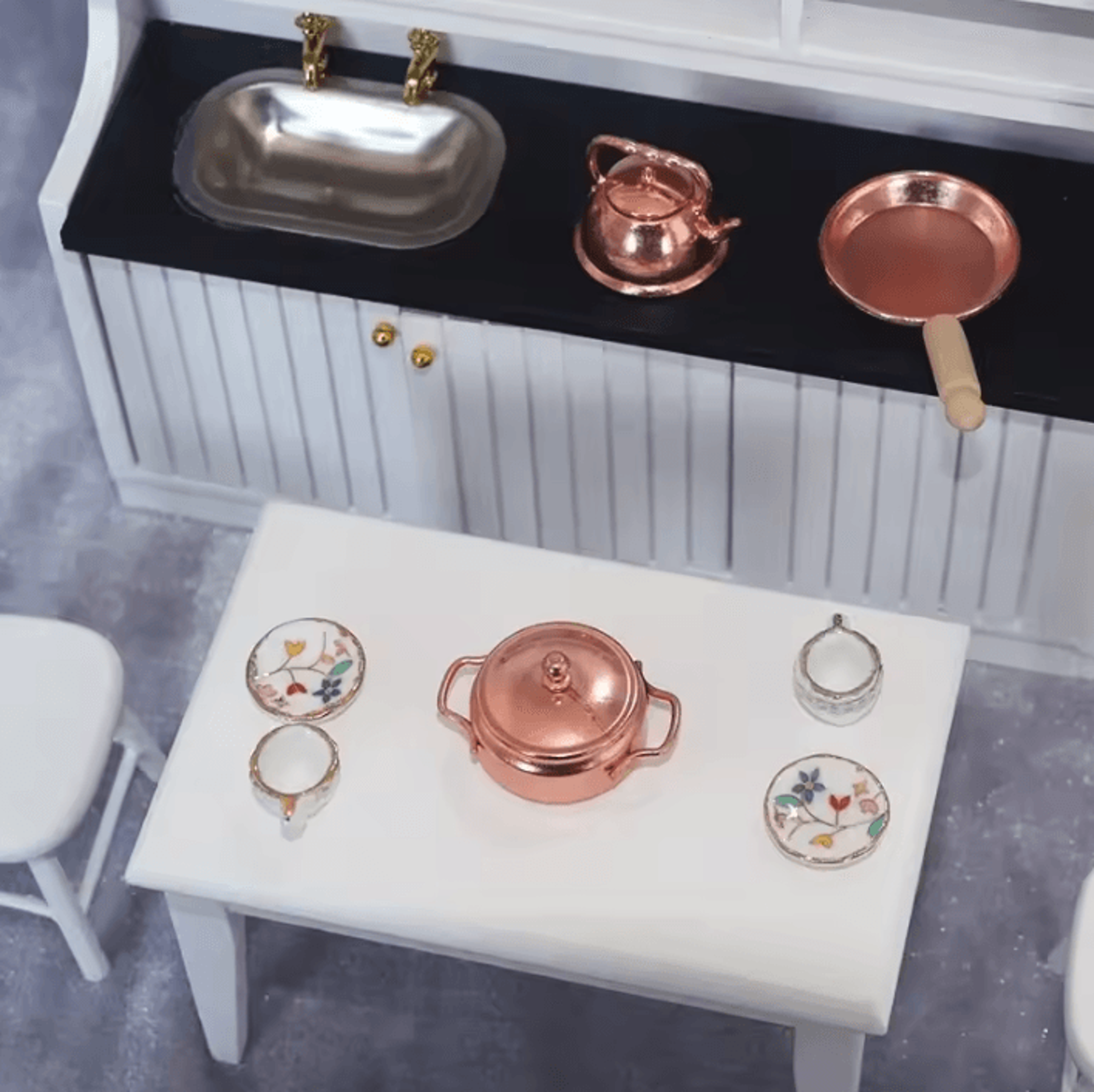3Piece 1 Is To 12 Dollhouse Miniature Cookware Set  Frying Pan Pot  Kettle Accessories 2