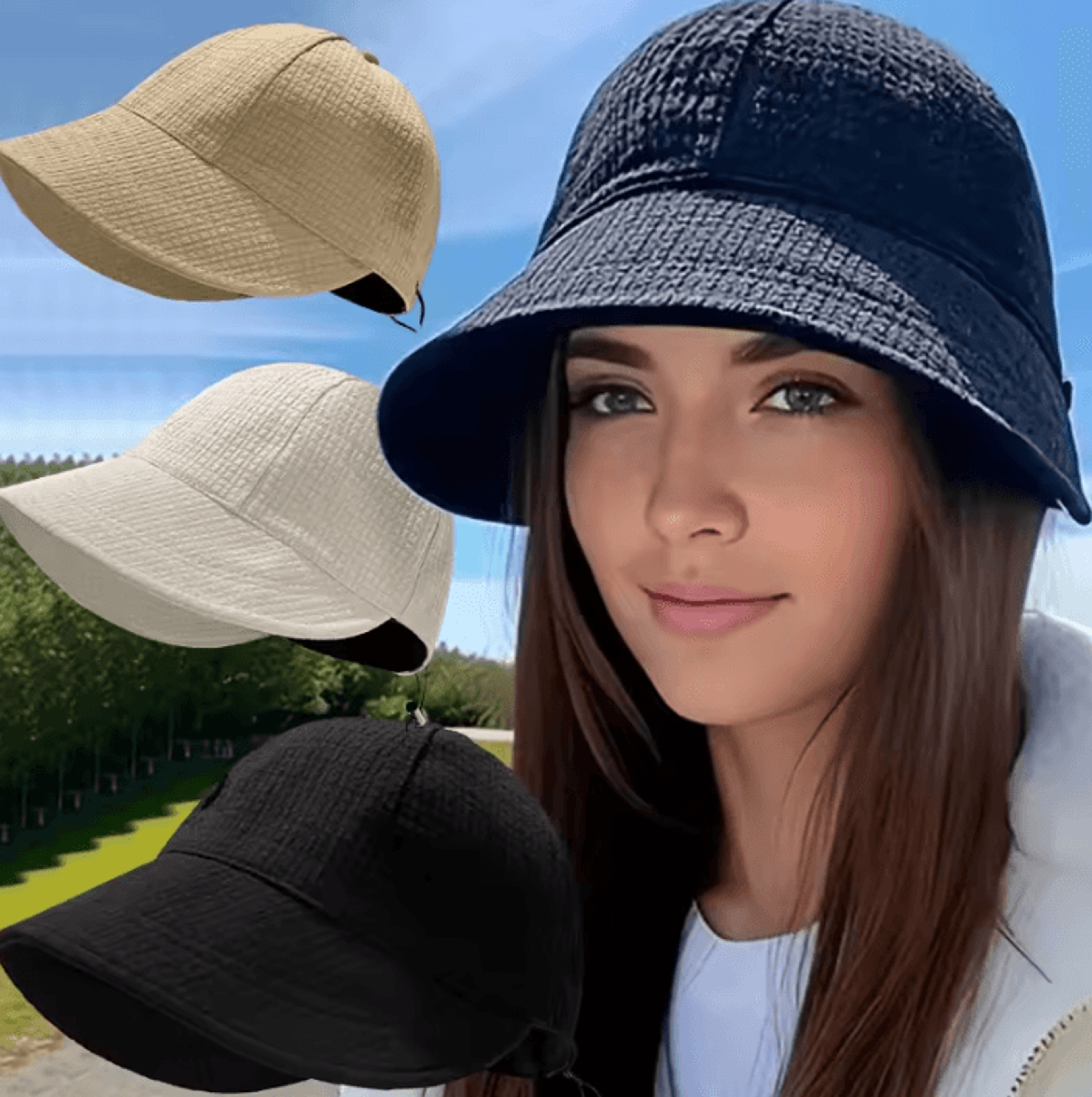 Womens Foldable Wide Brim Sunhat  UV Protection Outdoor Beach  Hiking Cap 0