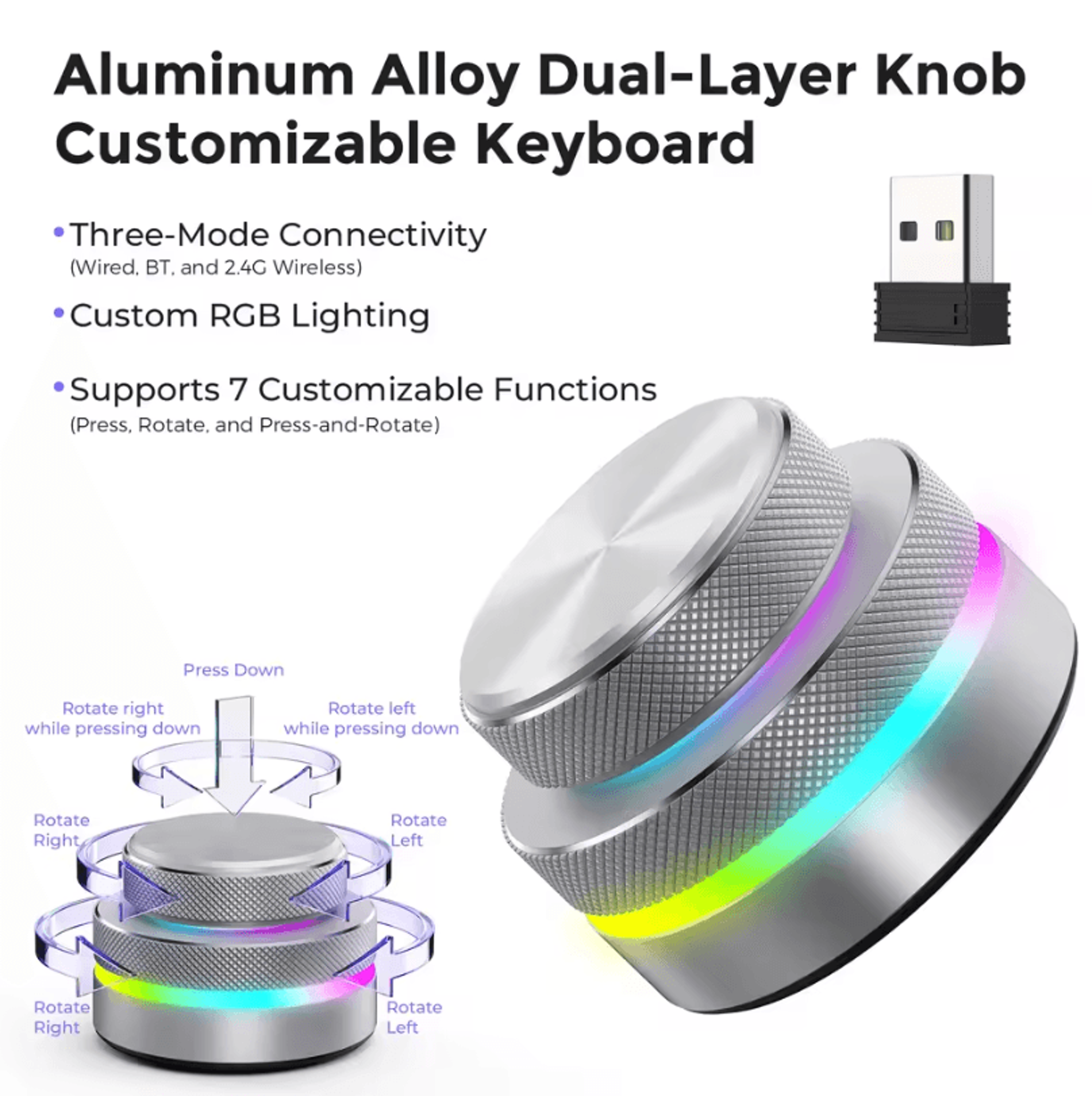 DualLayer Wireless Custom Keyboard With RGB Knob  Volume  Multimedia Control For Office And Creativ 11