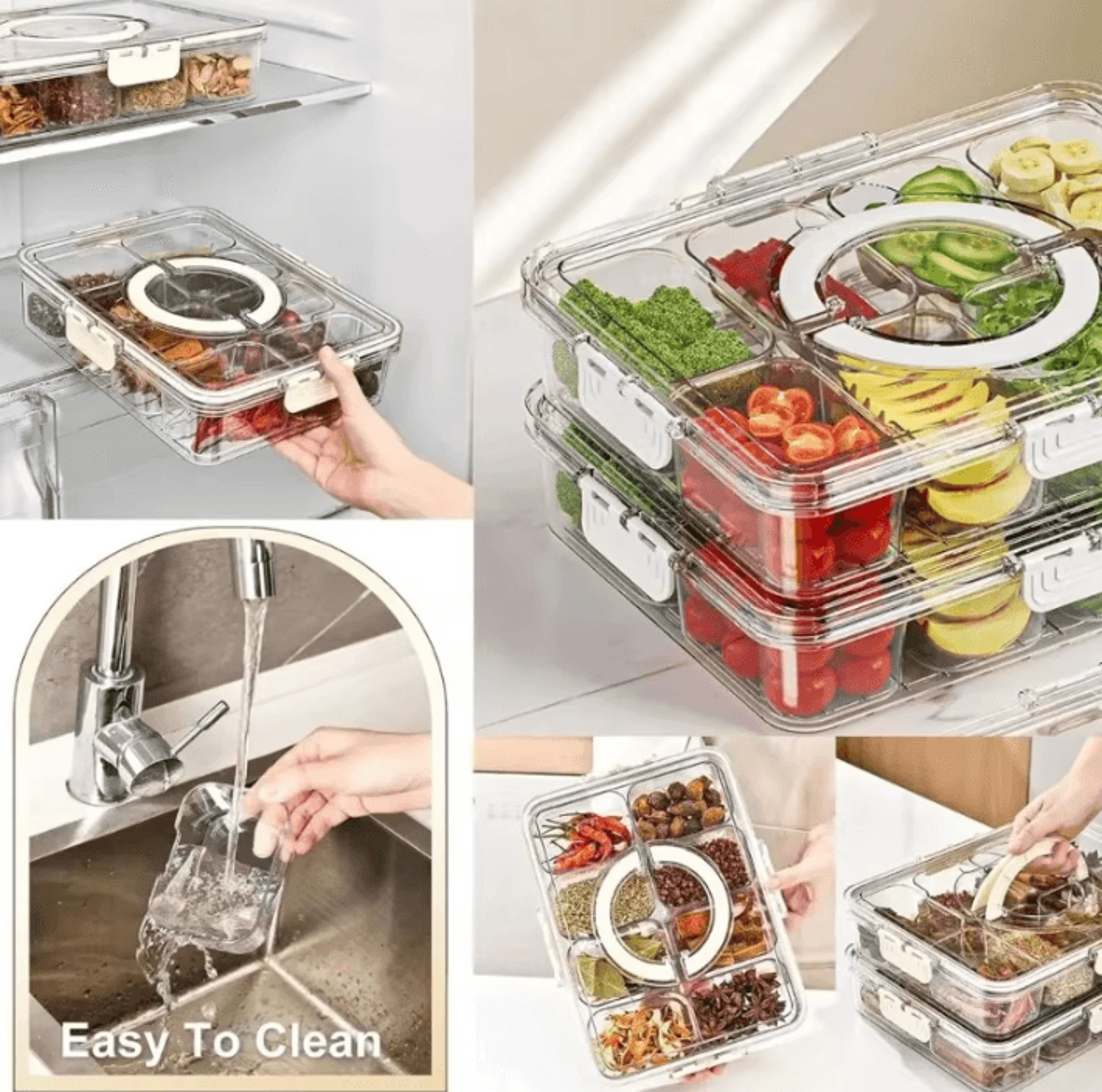 8Grid Divided Food Storage Box With Lid  Refrigerated Snack  Fruit Organizer 2