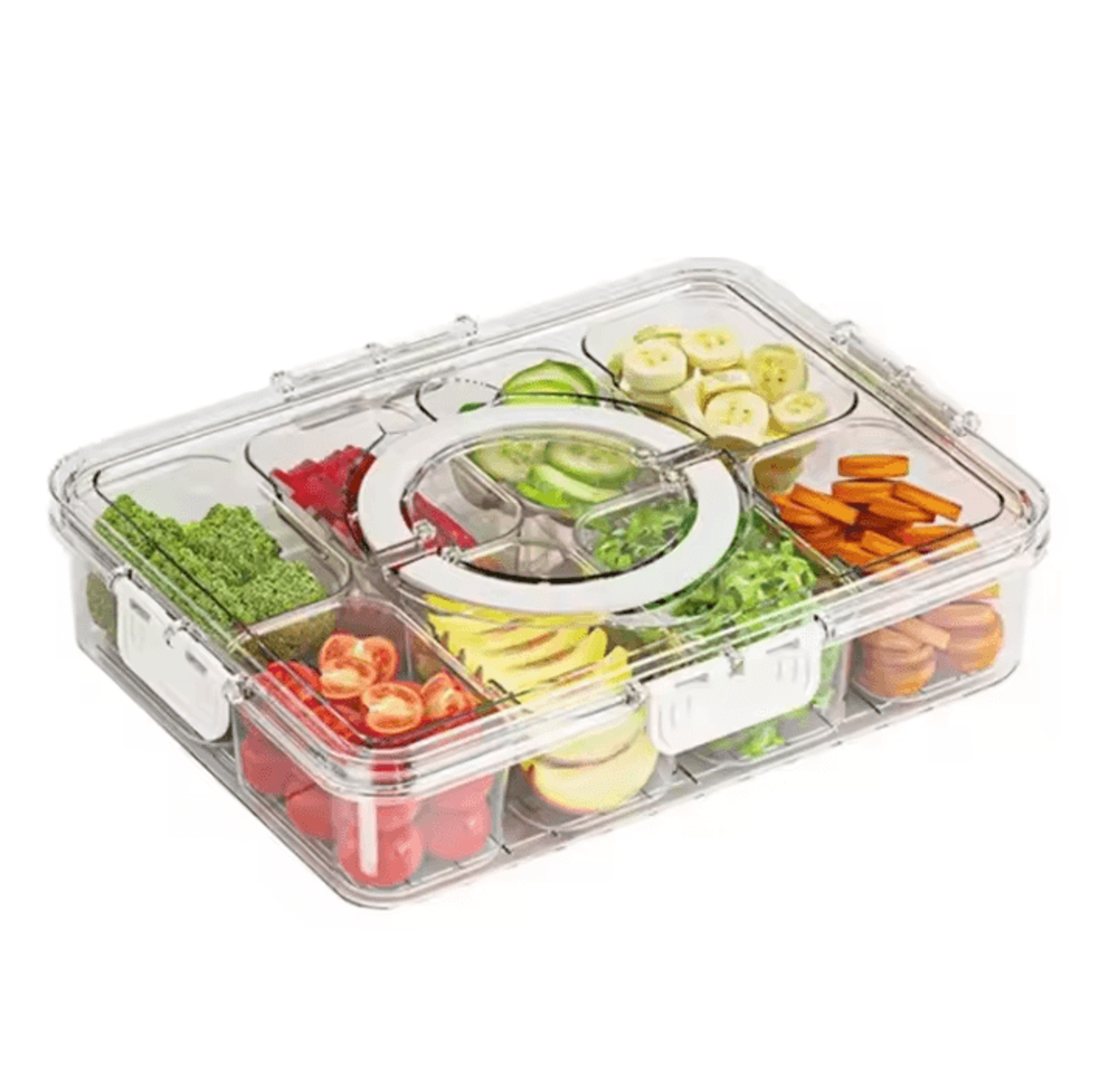 8Grid Divided Food Storage Box With Lid  Refrigerated Snack  Fruit Organizer 5