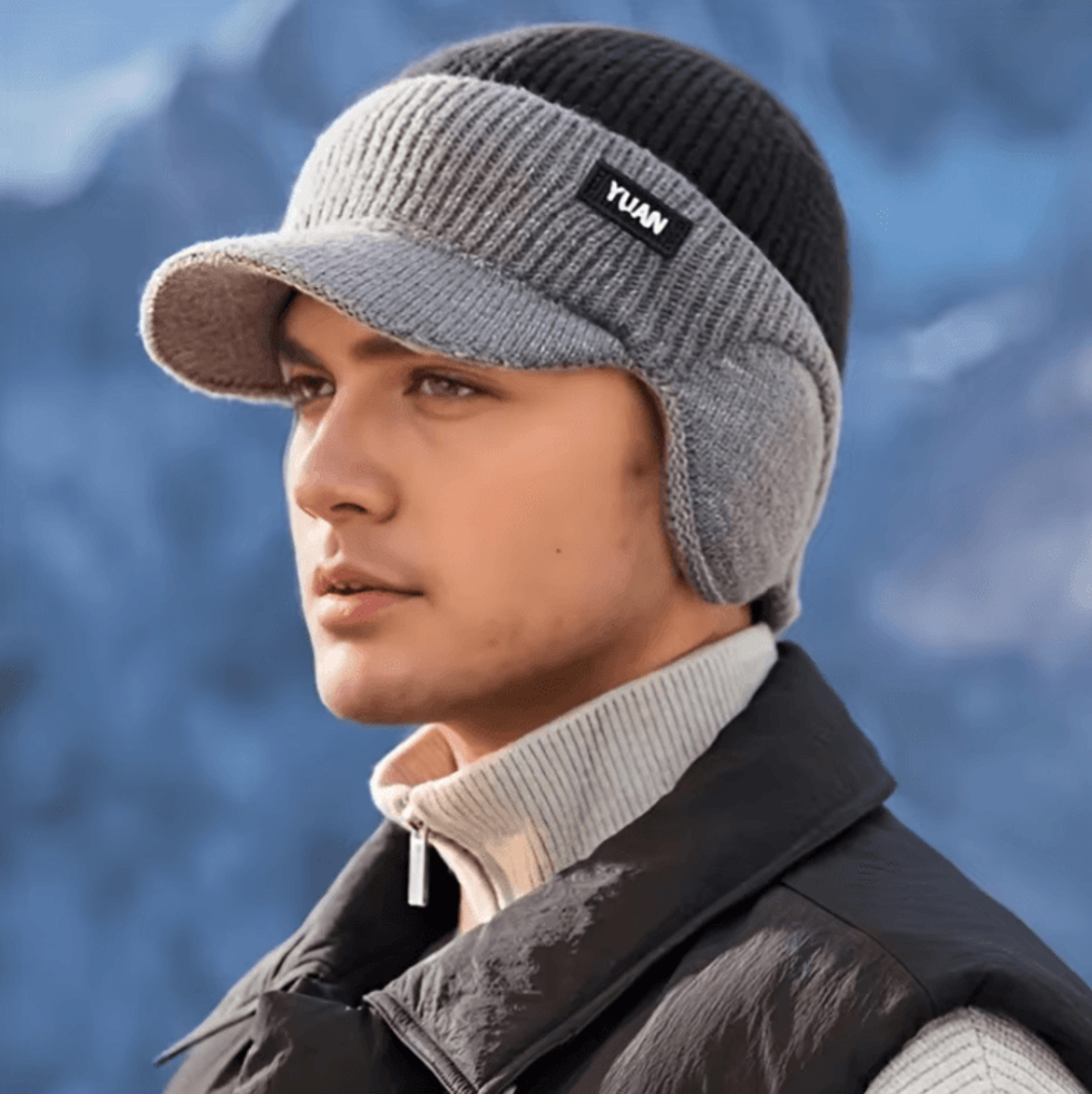 Winter Thermal Knitted Baseball Cap  Thickened Windproof Ear Protection Beanie For Outdoor Sports 2